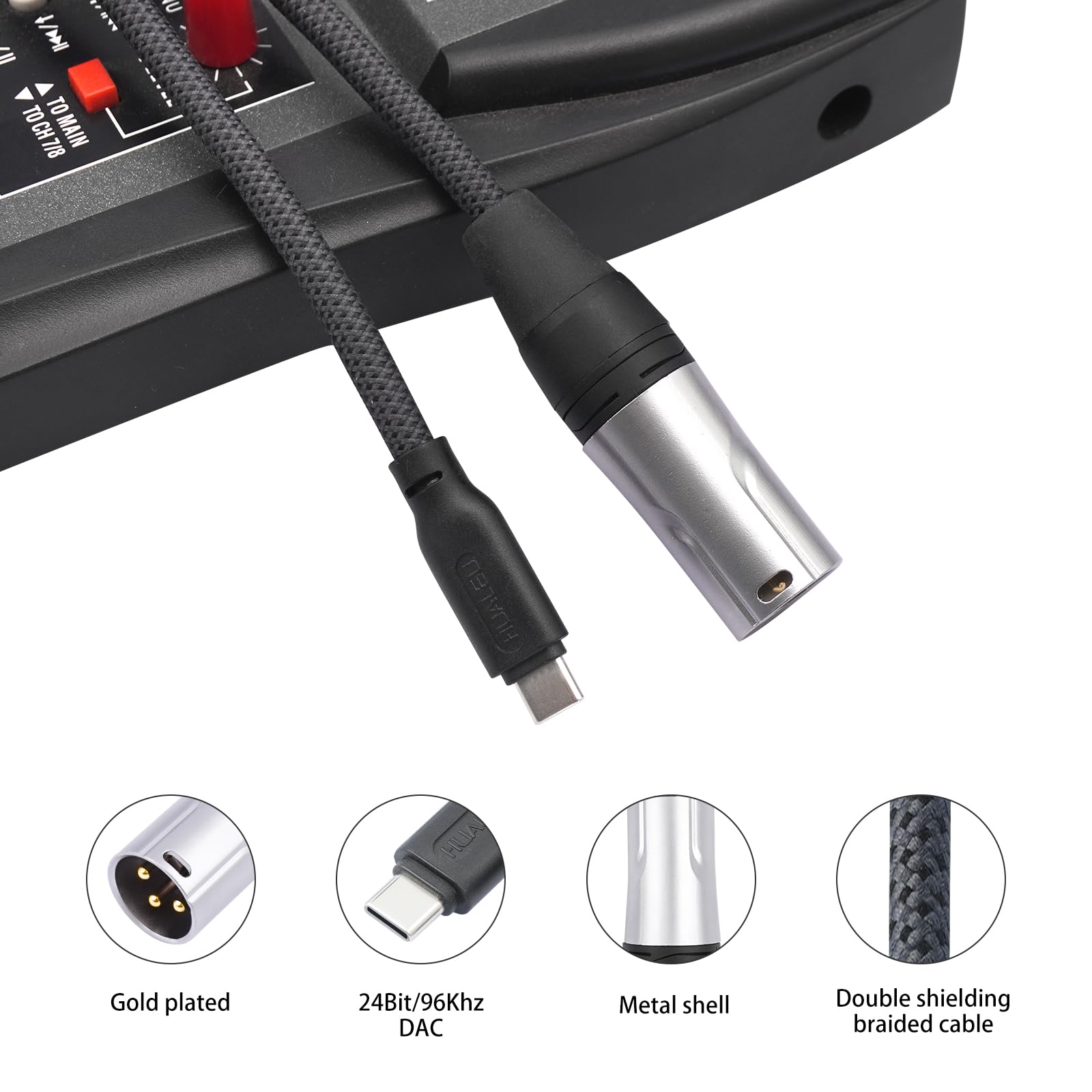 HUALEU 24Bit/96Khz USB c to XLR Male Audio Cable,USB C Smartphone by HUALEU - Angle View 10