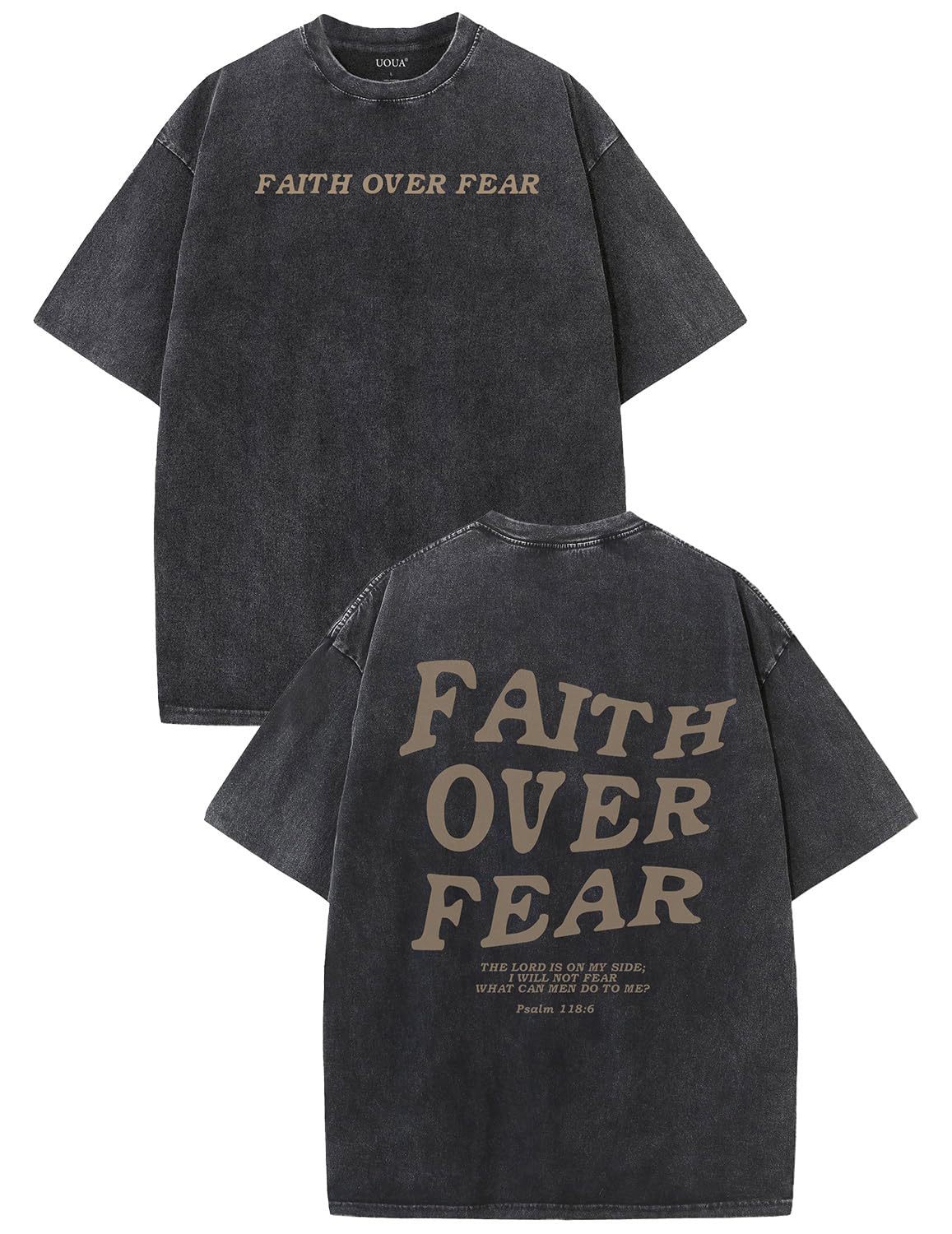 UOUA Men's Graphic Tees Washed Oversized Short Sleeve T-Shirts - UOUA Official Product View 10