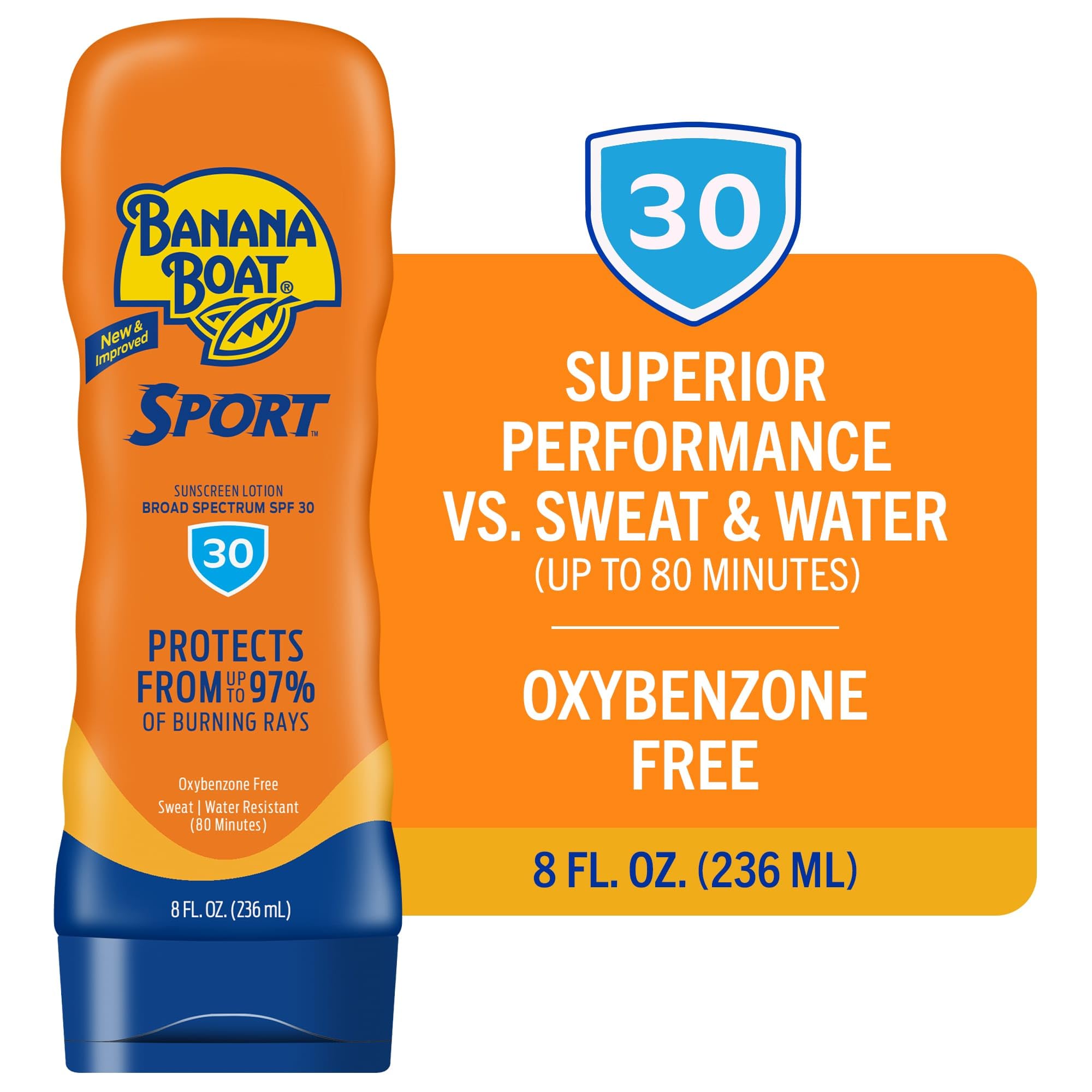 Banana Boat Sport Ultra Lotion Sunscreen Broad Spectrum, SPF 30, 8oz each, Twin Pack