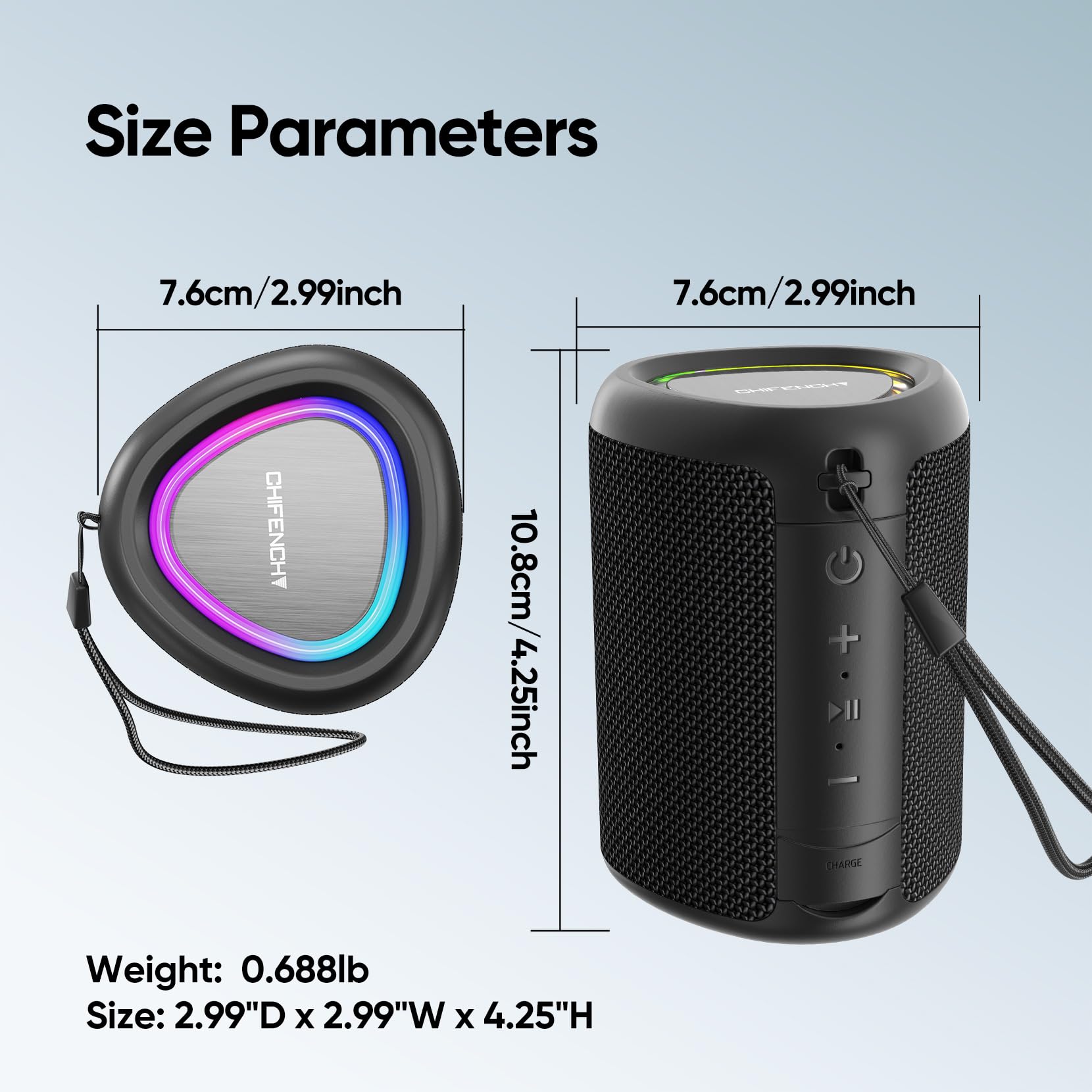 CHIFENCHY Portable Bluetooth Speaker Beach Essentials: IPX5 Water by CHIFENCHY - Angle View 9