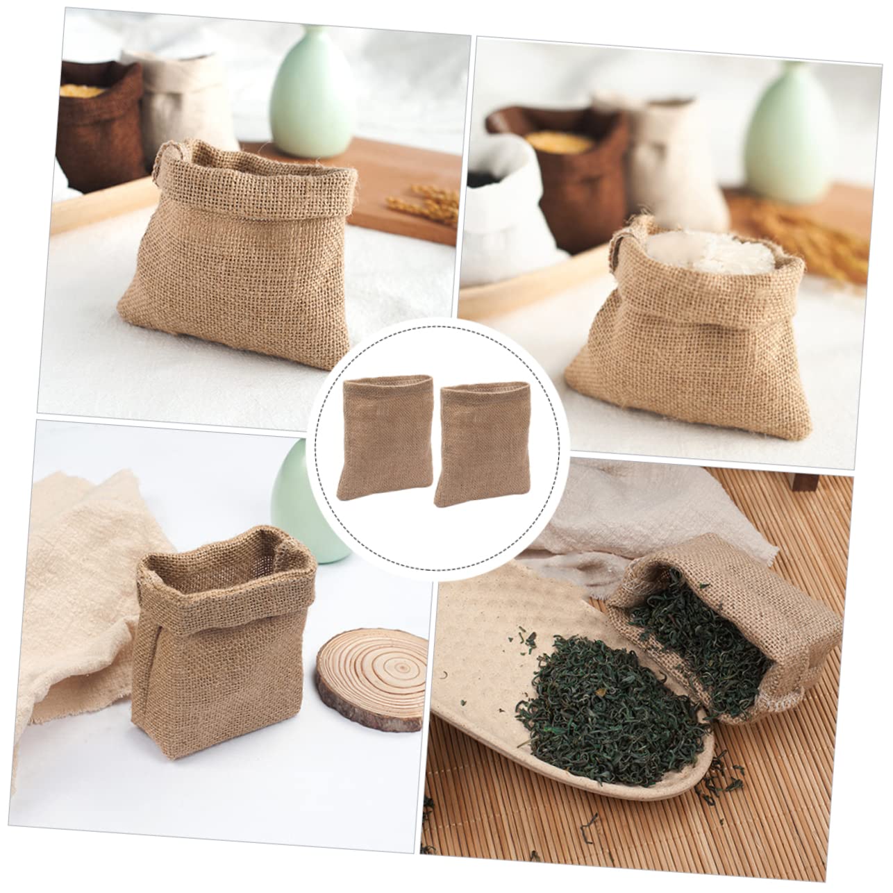 PENIKOKO vintage linen gift wrap bags, small decorative gunny bags for photos, dried fruits, grains, breathable and easy to clean