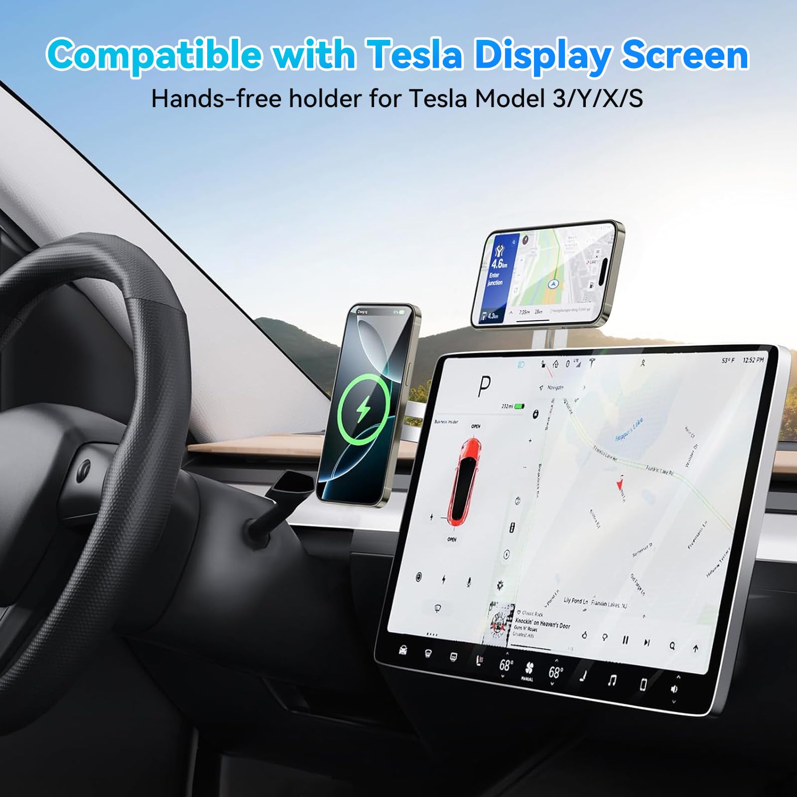 aceyoon Magnetic Wireless Charger Phone Mount for Laptop & Tesla