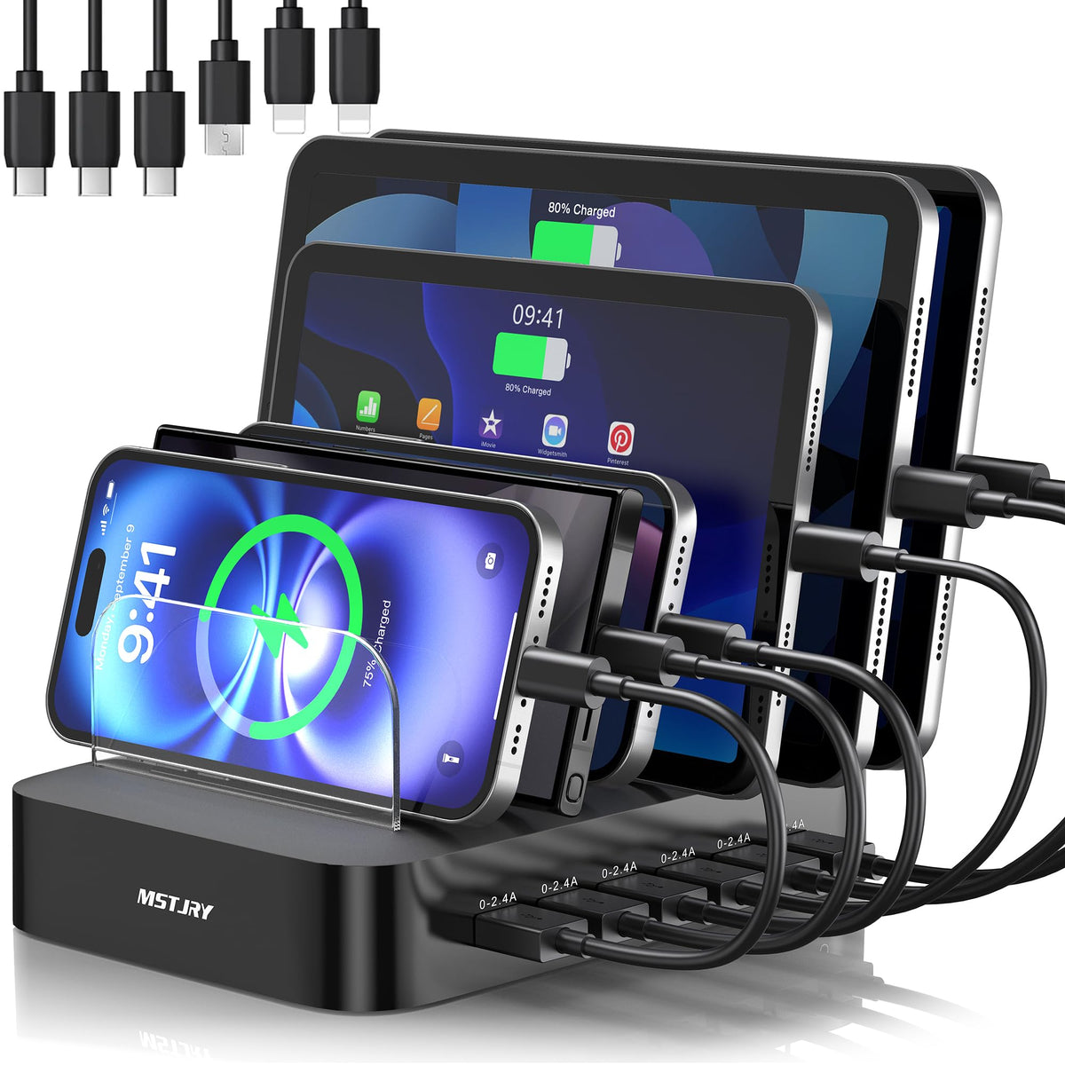 MSTJRY Charging Station for Multiple Devices 6 Port USB - MSTJRY Official Imagery - 1