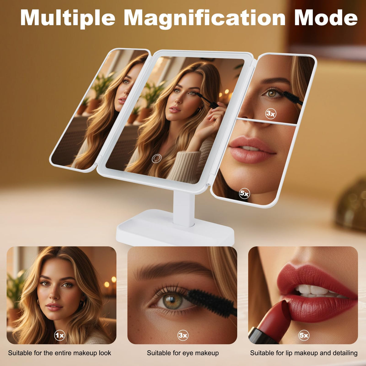 2026 Newly Upgraded Three Sided Folding Makeup Mirror - Premium Selection Official Imagery - 4