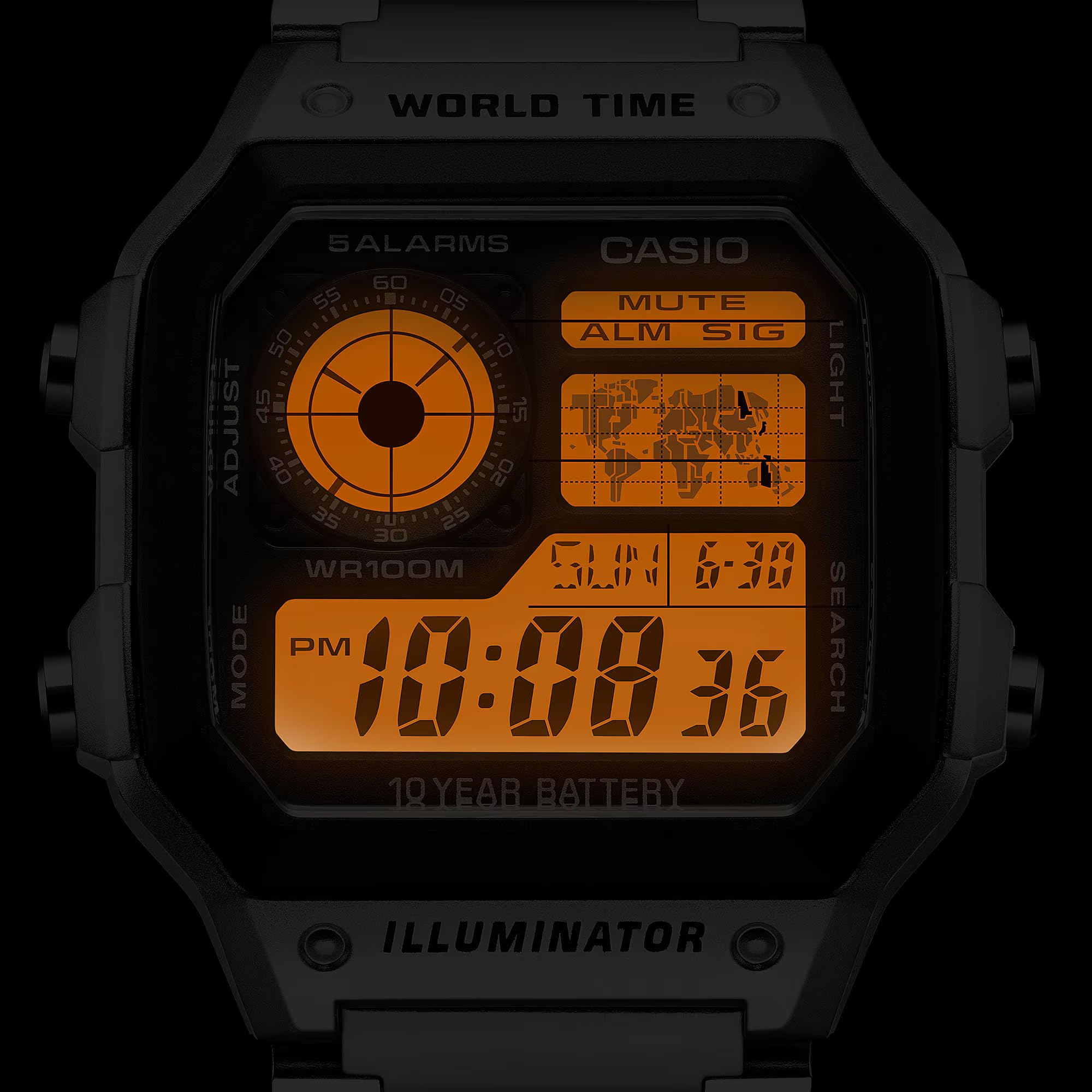 Casio AE1200WH Series | Men’s Digital Watch | 100M WR | Multi Alarms | - View 5