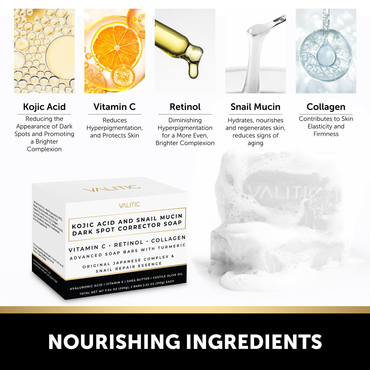 VALITIC Snail Mucin Kojic Acid Soap Bar Anti Aging Tone - VALITIC Official Imagery - 6