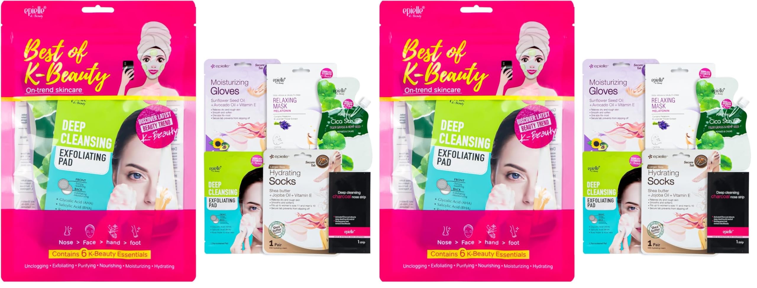 Epielle Skincare Reset Kit, 7 Home Spa Essentials, Exfoliating, - Epielle