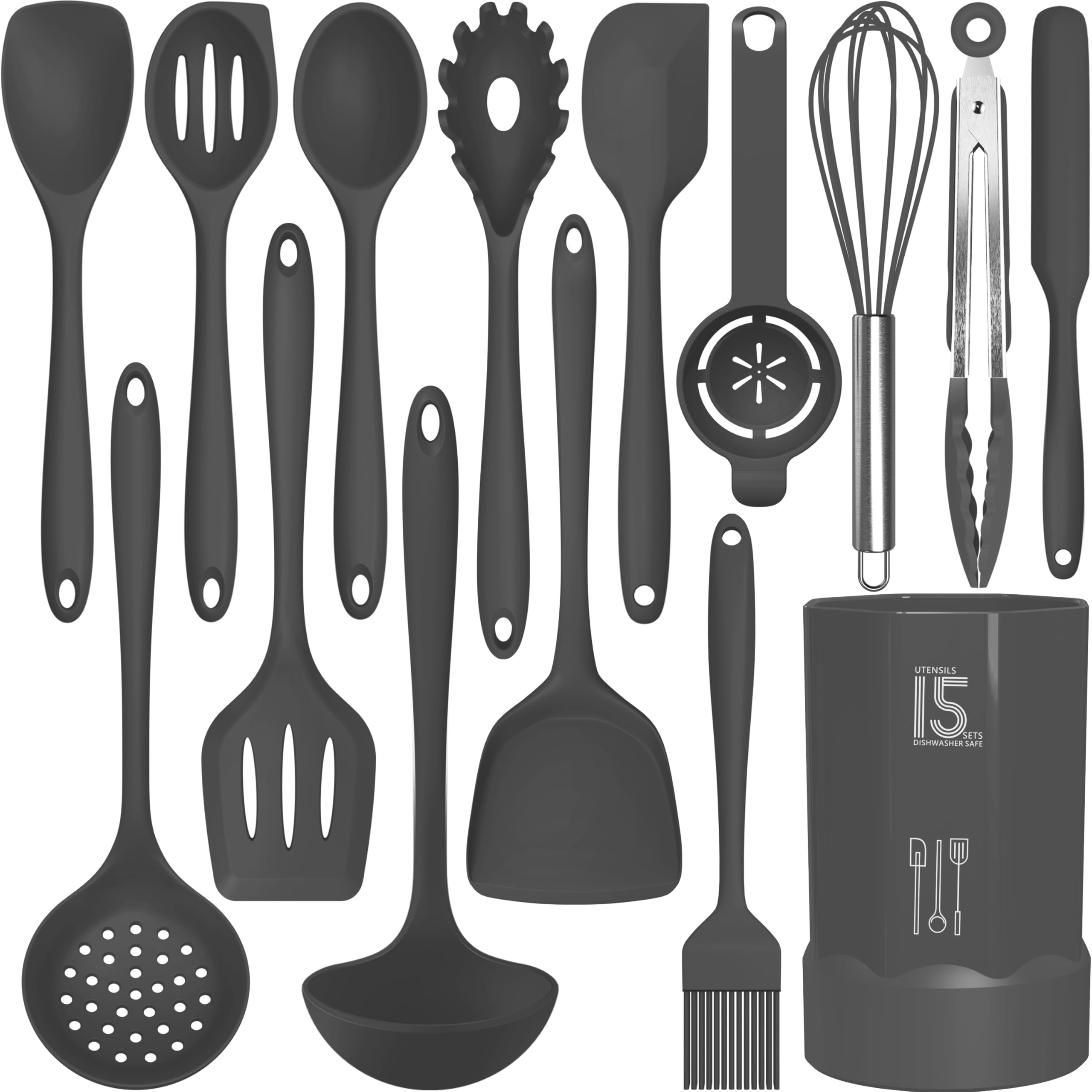 AOTHOD Silicone Cooking Utensils Set - 446°F Heat Resistant Kitch by AOTHOD - Angle View 10