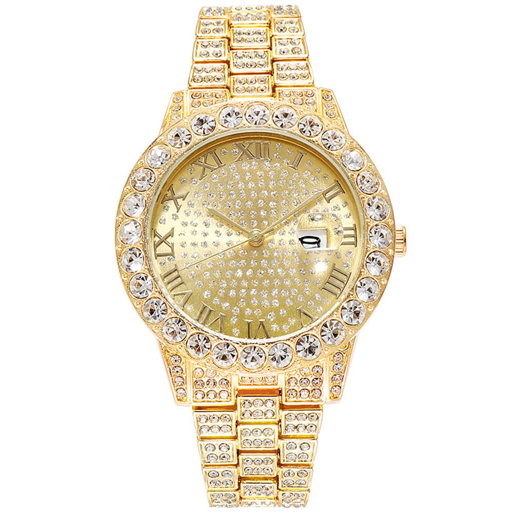 New Day Date Watch for Men Women Couple Luxury Full Diamond - Product Imagery