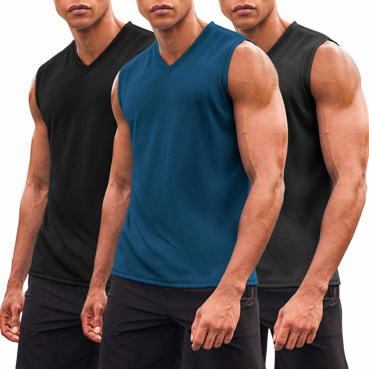 COOFANDY Men s 3 Pack Workout Tank Tops Gym V Neck - COOFANDY Official Imagery - 2