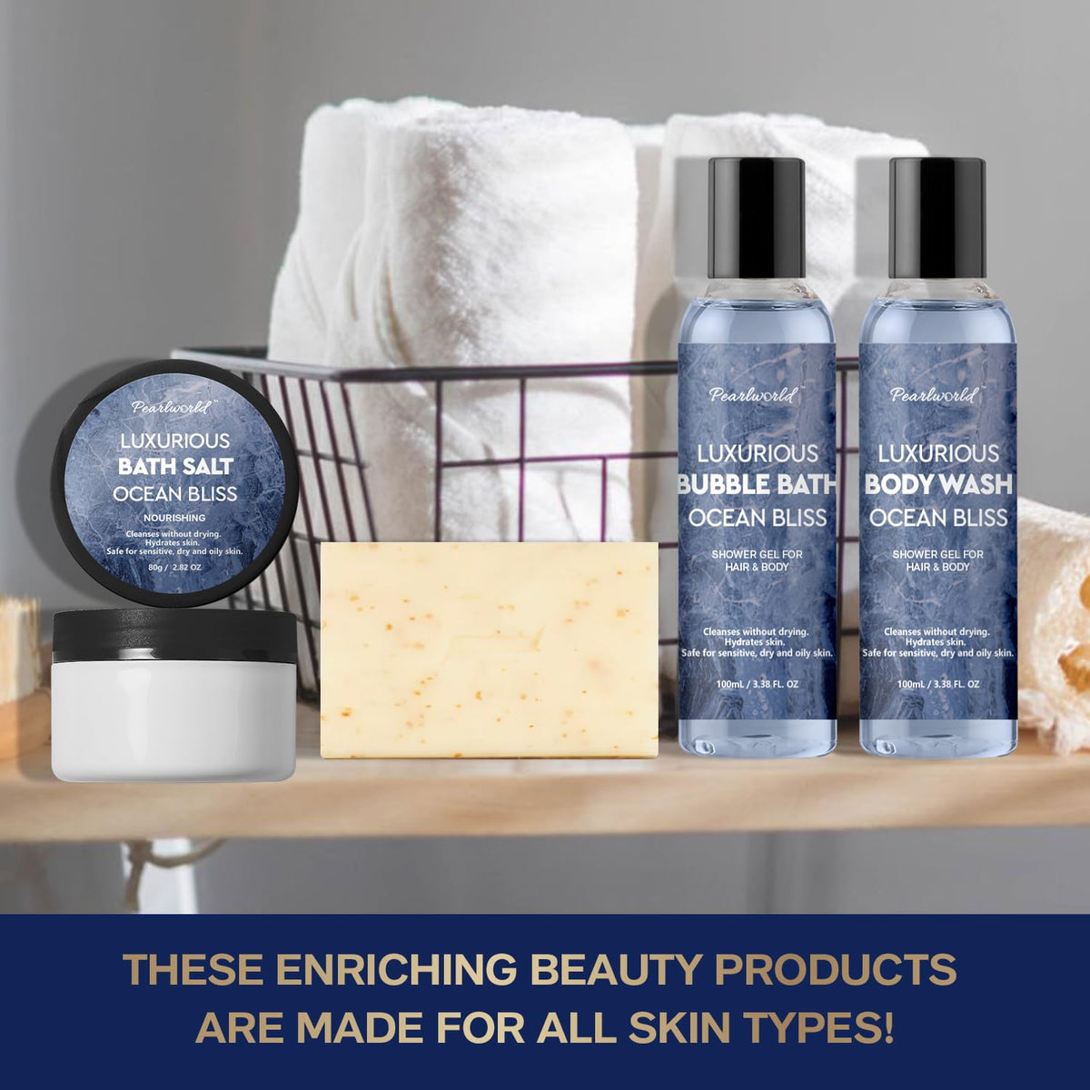 Birthday Gifts Baskets for Men Bath Spa Set Ocean Scented - PEARLWORLD Official Imagery - 6