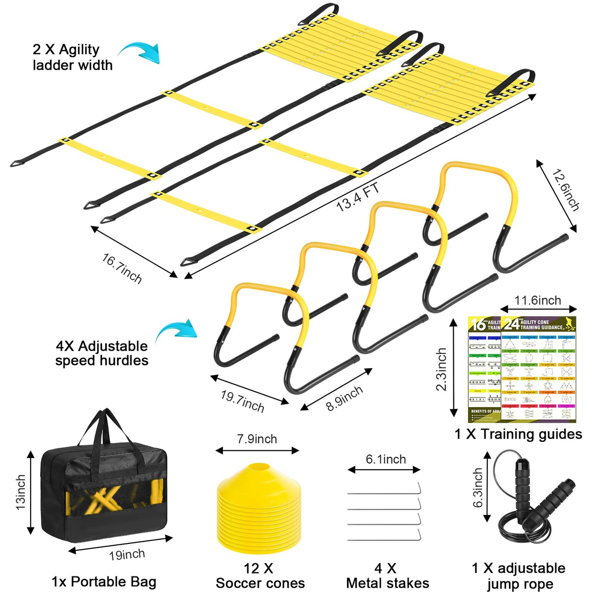 2 Pack Agility Ladder Soccer Speed Training Equipment Set - BORNEW Official Imagery - 3