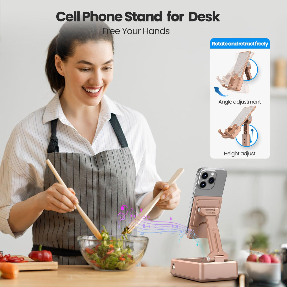 JTEMAN Cell Phone Stand with Bluetooth Speaker and Charging - JTEMAN Official Imagery - 5