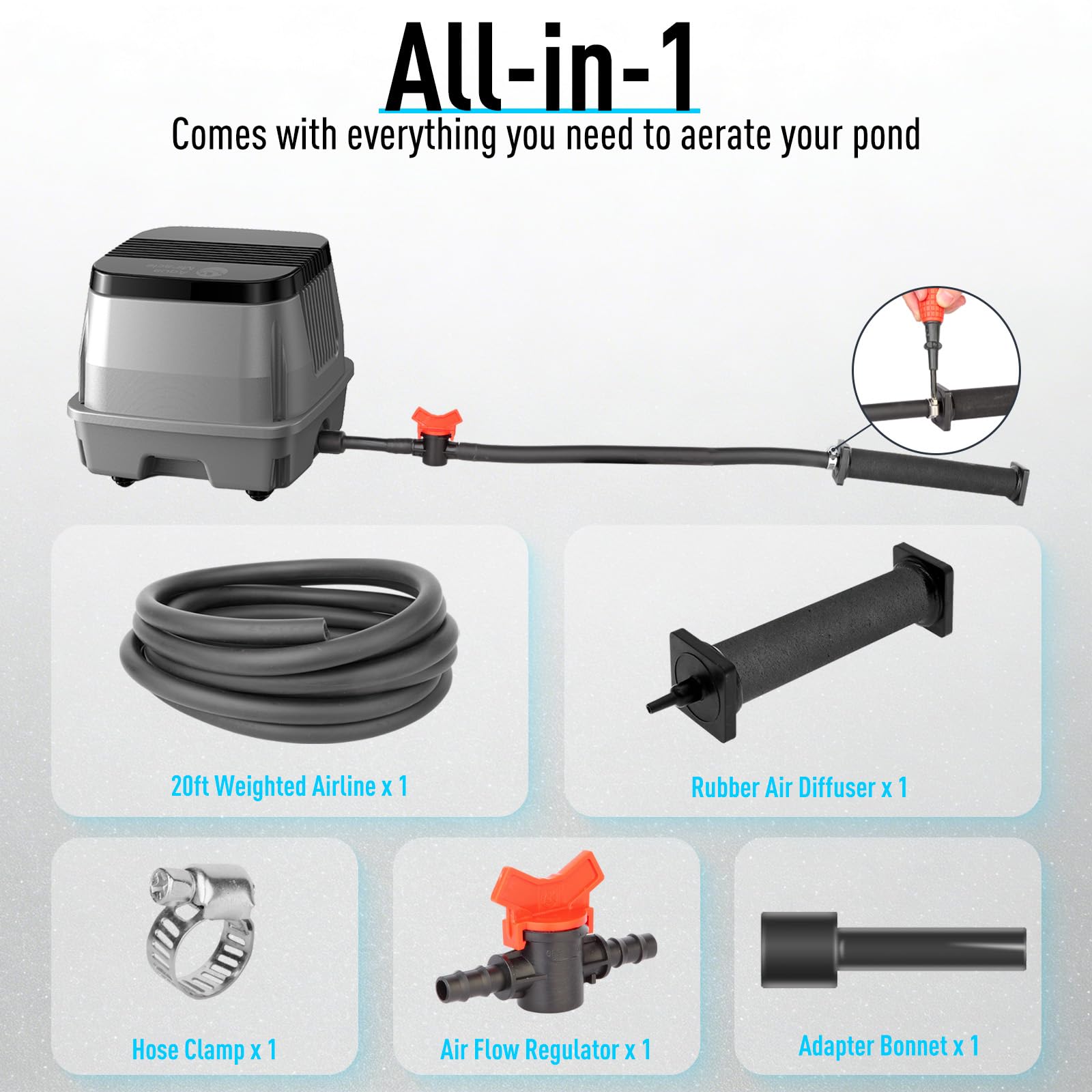 AquaMiracle Koi Pond Aerator Pond Air Pump for Outdoor Ponds 2000 - AquaMiracle Official Product View 3