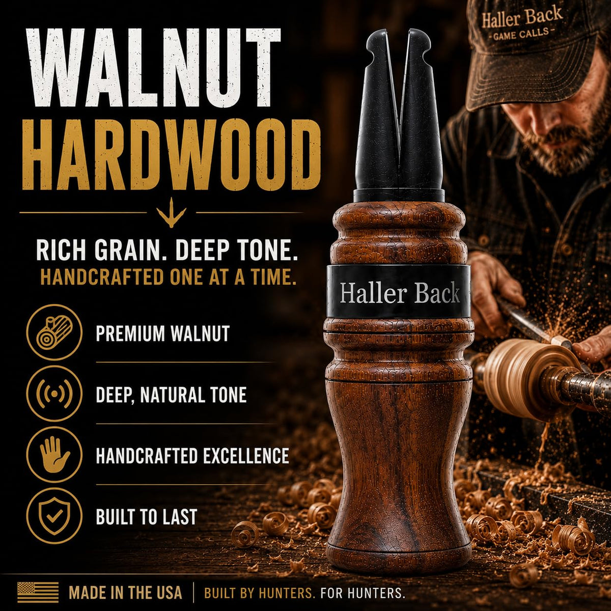 Haller Back Handcrafted Crow Call Premium Hardwood Crow Call - Haller Back Game Calls Official Imagery - 5