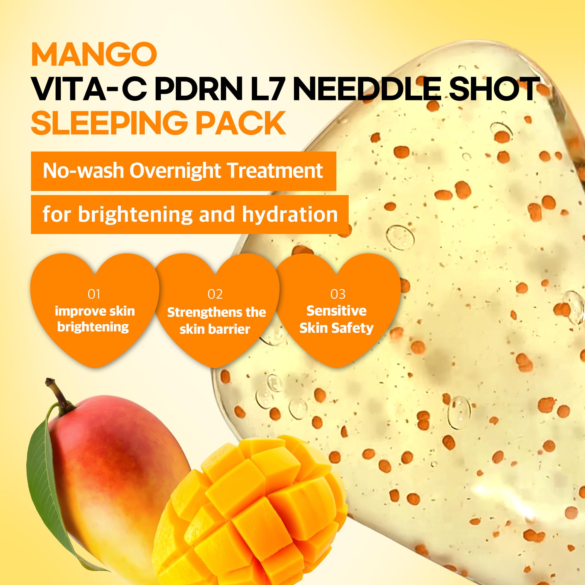 Mango Vita-C PDRN L7 Needle Shot Sleeping Pack 50ml(3.38 fl oz)– - KIKIGLOW
