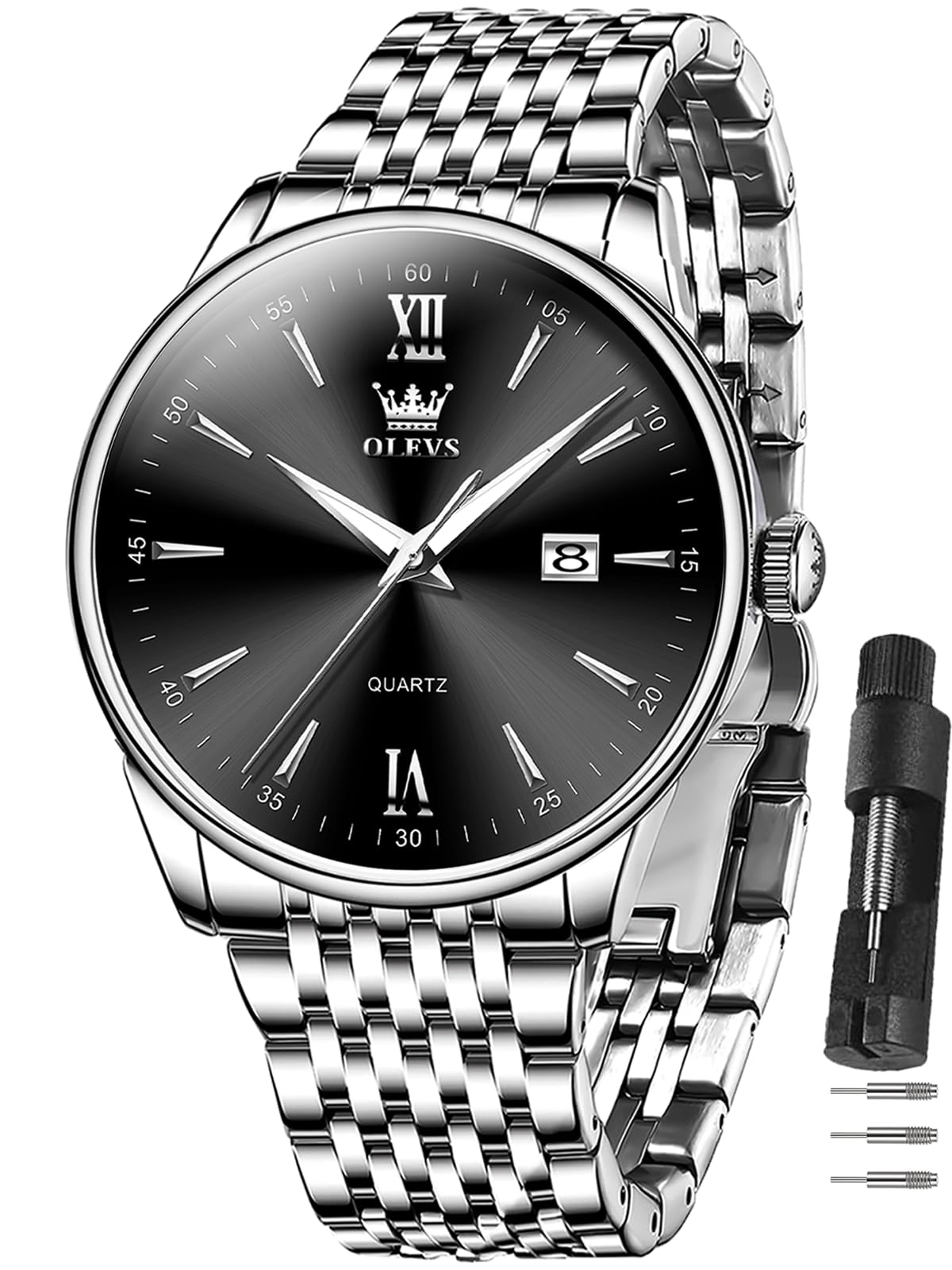 OLEVS Watches for Men Luxury Stainless Steel 30M Waterproof Quartz Dre - View 1