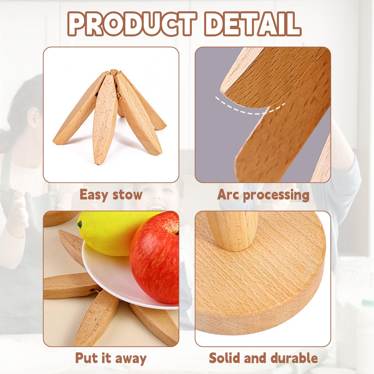 OFCTE Wooden Trivets for Hot Dishes, Tree Shape Trivet Set, 4 Walnut W - View 6
