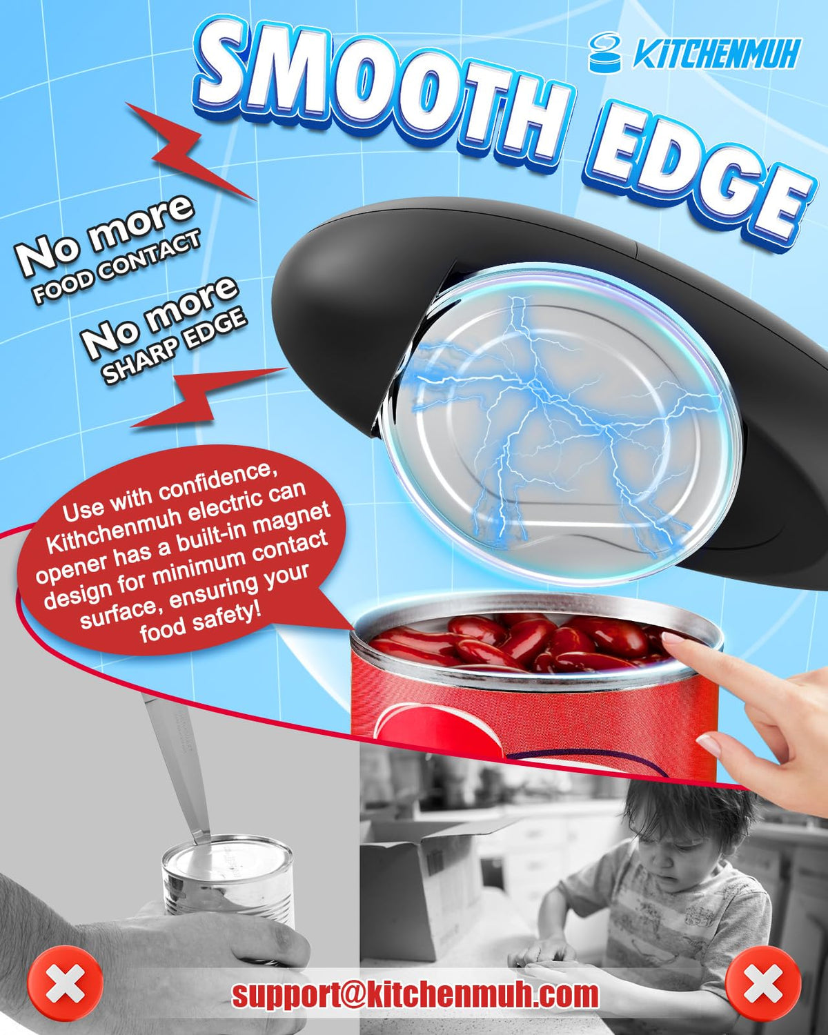KITCHENMUH One Touch Electric Can Opener Fits All Can Sizes - KITCHENMUH Official Imagery - 7