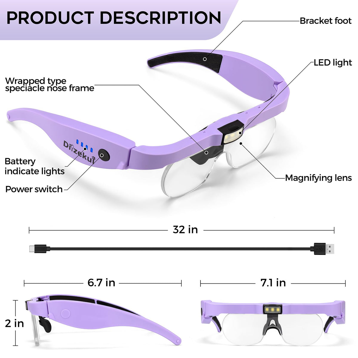 Dilzekui Magnifying Glass w Light 1 5X 5X Magnifying Glasses - Dilzekui Official Imagery - 3