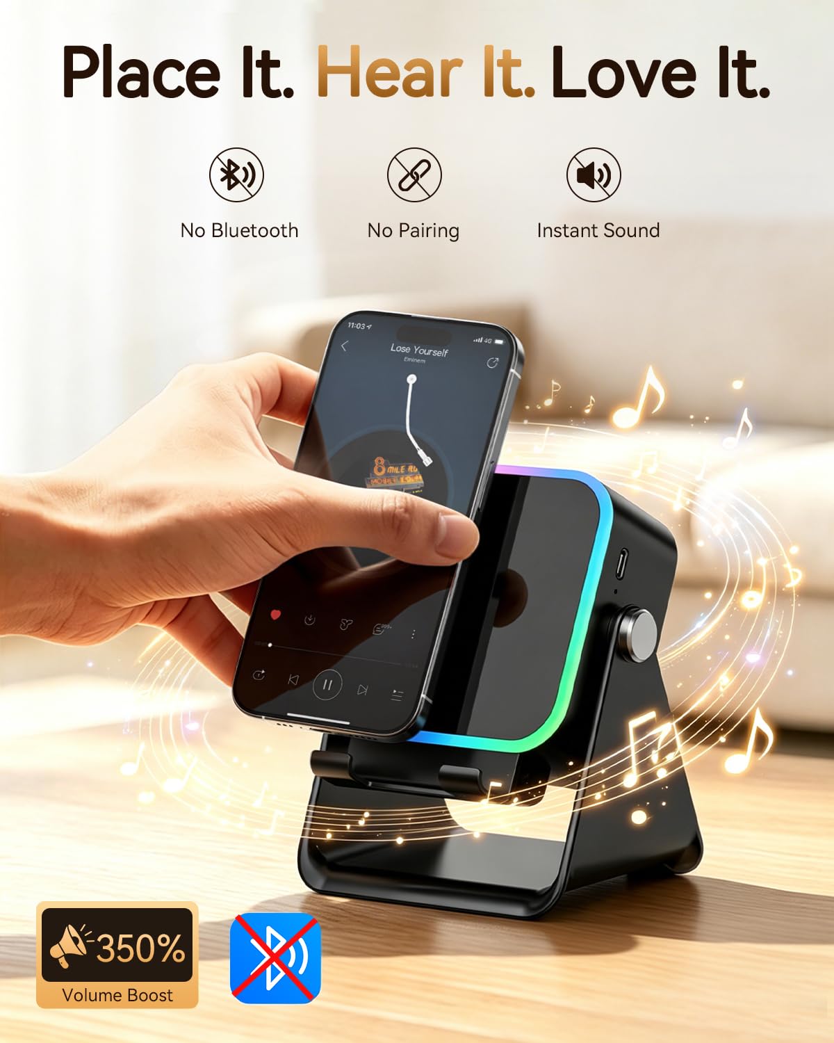 MILOUZ Gifts for Men Tech Gadgets Wireless Induction Speaker with Phon - View 2