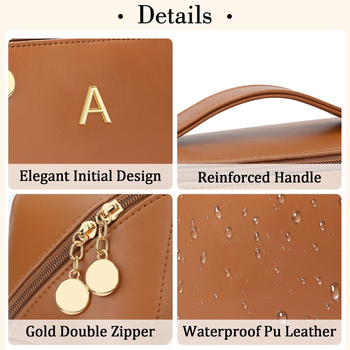 Initial Makeup Bag Personalized Gift for Women Teen Girls - CLOUDWINGS Official Imagery - 6