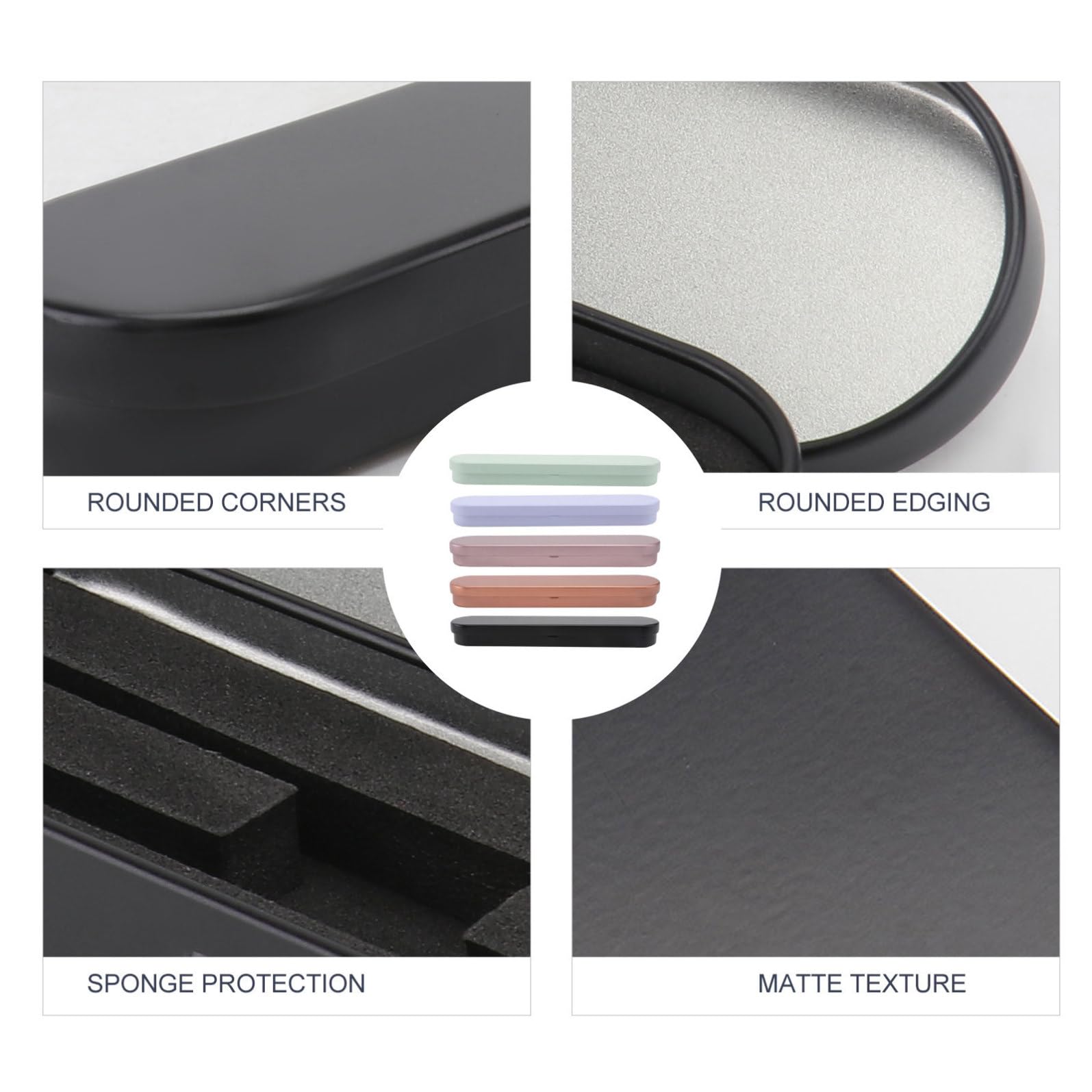 PRETYZOOM 5-piece eyelash extension tweezers storage box with dual compartments, portable metal case for salon and travel use.