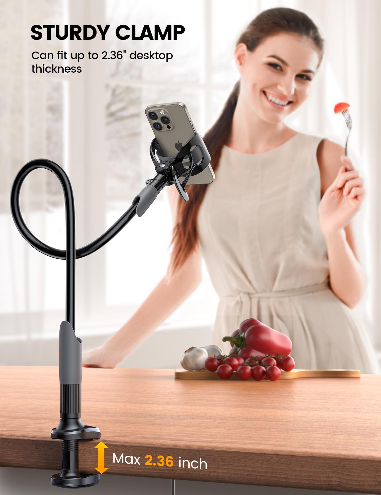 Lamicall Gooseneck Bed Phone Holder 33.4" Full Adjustable Flexibl by Lamicall - Angle View 4