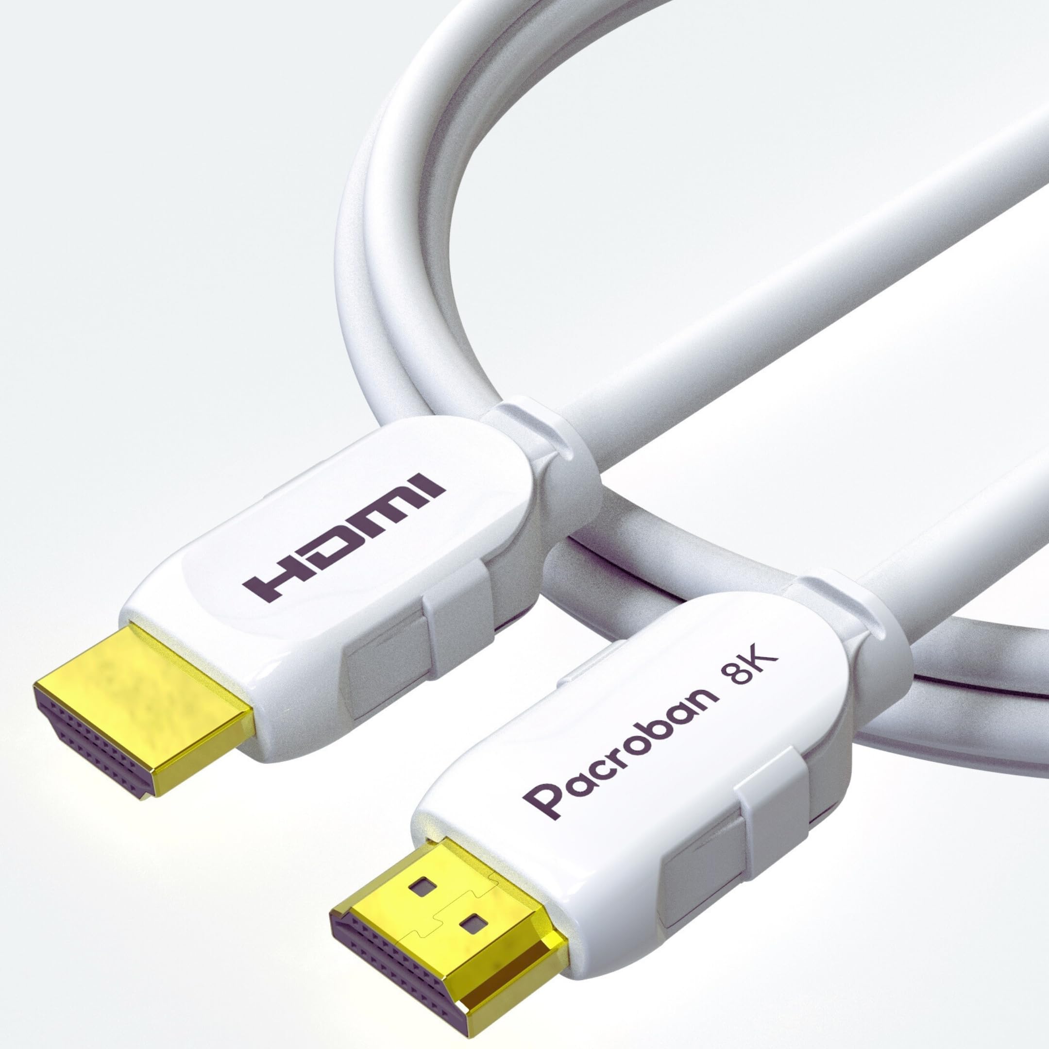 Pacroban HDMI 2.1 Cable 20ft White – 8K 60Hz 4K 120Hz