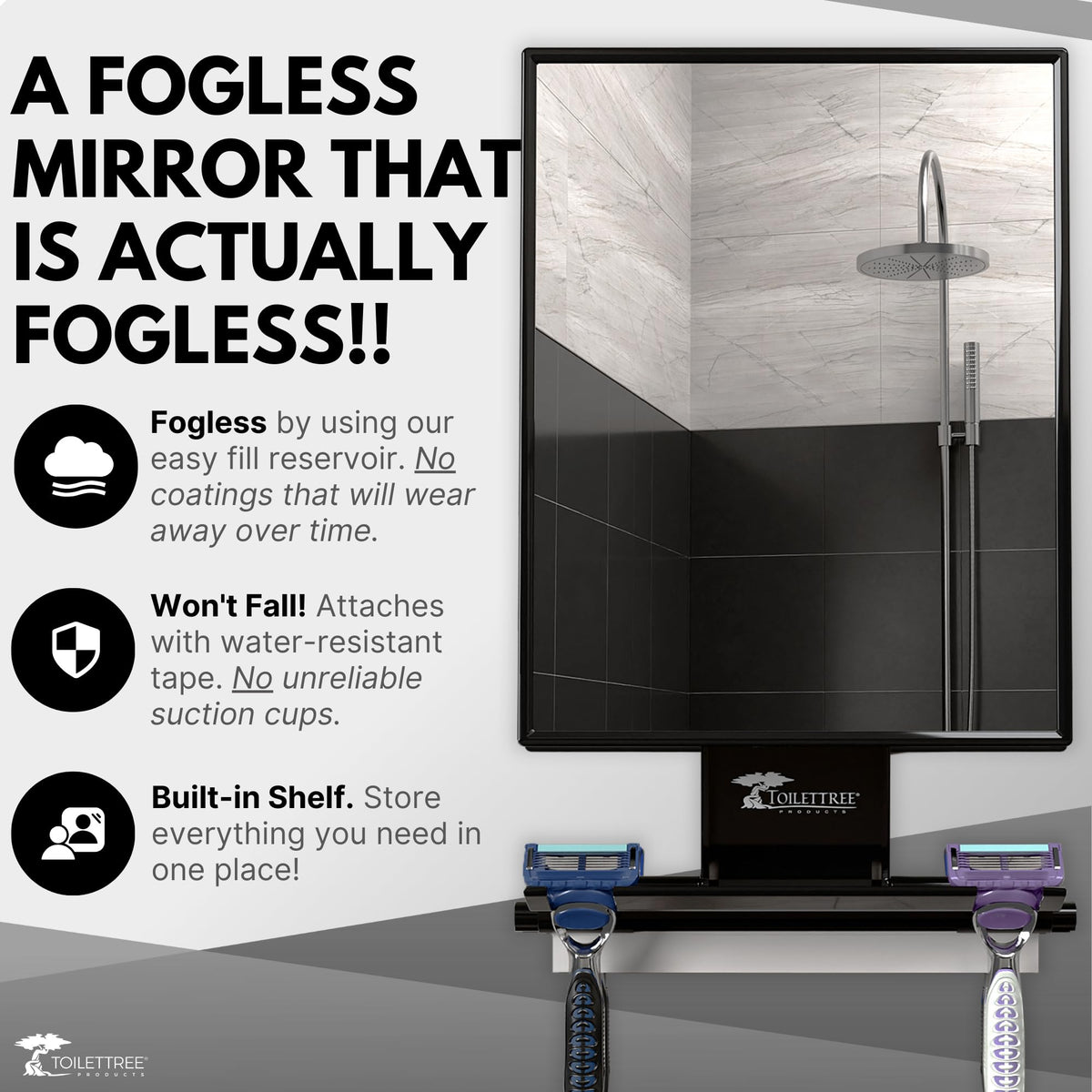 ToiletTree Products Fogless Shower Mirror - ToiletTree Products Official Imagery - 4