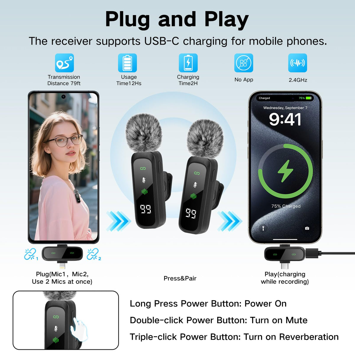 Vlogging Kit for iPhone Android Phone Tripod with Light and - HUGSEE Official Imagery - 5
