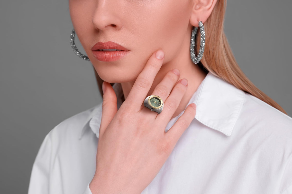 Jessica Simpson Women s Silver Adjustable Ring Watch Faceted - Jessica Simpson Official Imagery - 5