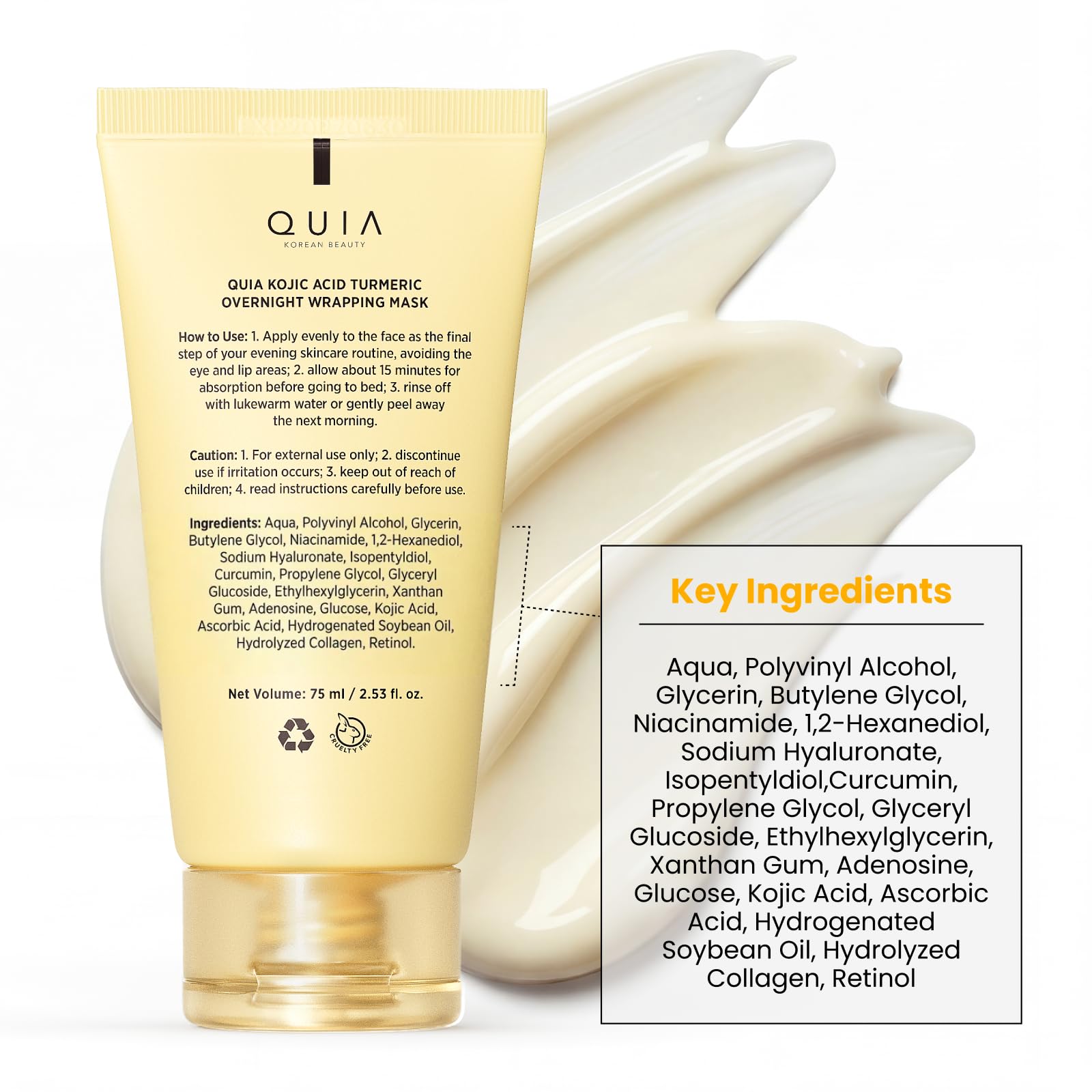 QUIA Turmeric + Kojic Acid Overnight Wrapping Mask for Glowing - QUIA Beauty