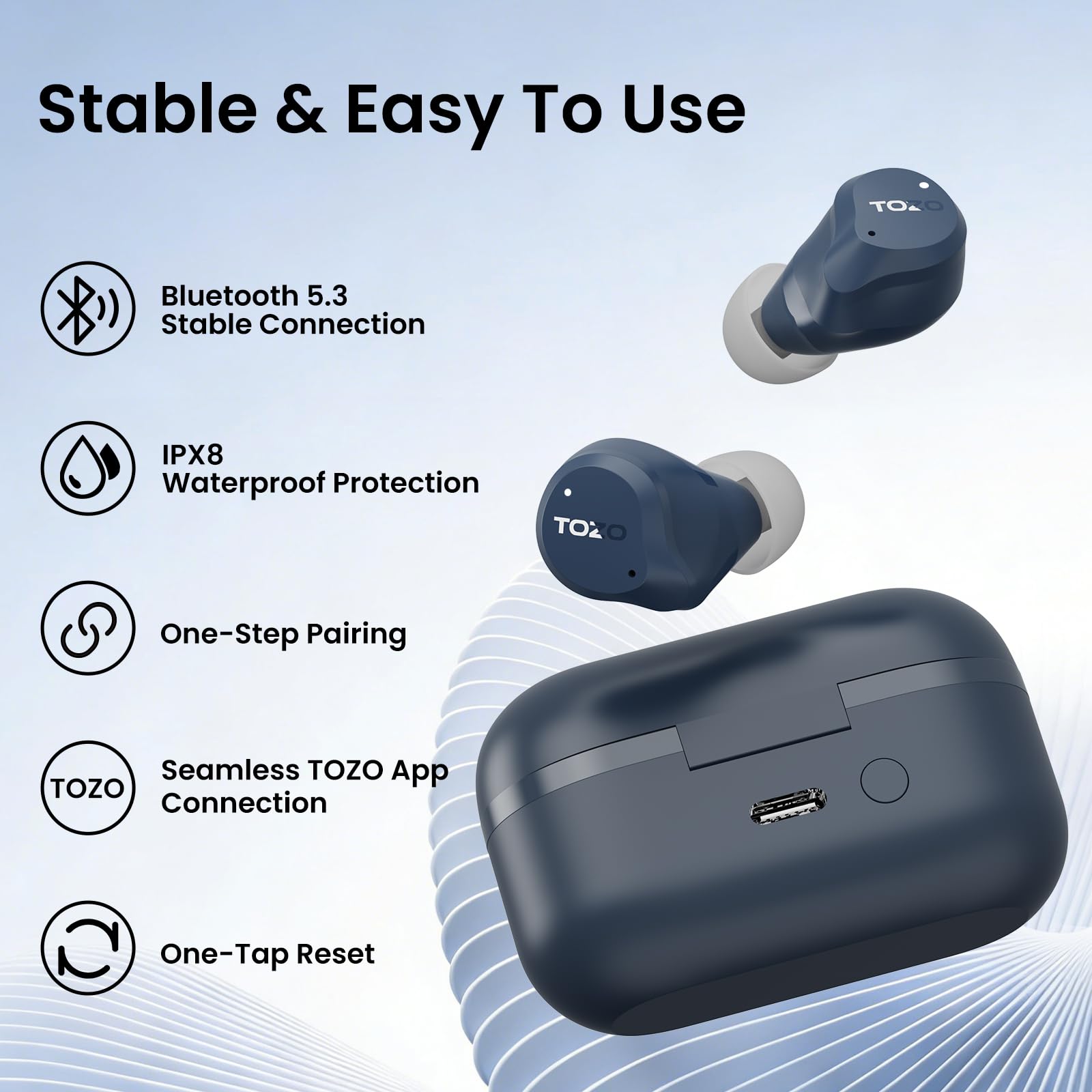 TOZO NC9 Hybrid Active Noise Cancelling Wireless Earbuds, 60H, LE - TOZO Official Product View 9