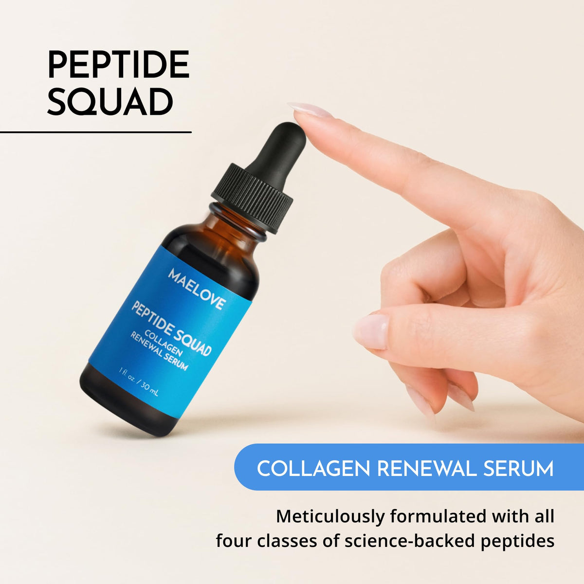 MAELOVE Peptide Squad Collagen Renewal Serum 1 fl oz - MAELOVE Official Imagery - 3