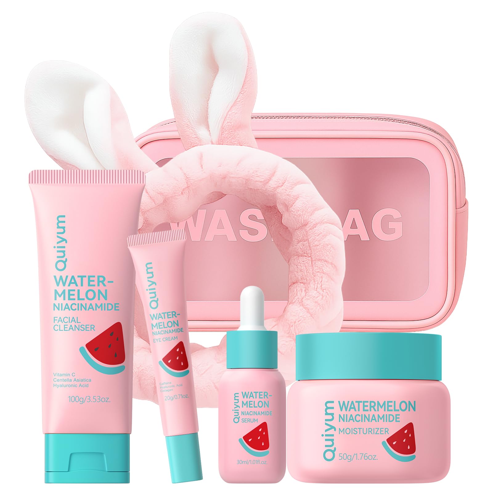 Watermelon &amp; Niacinamide Skincare Set for Women Teens Girls, - QUIYUM