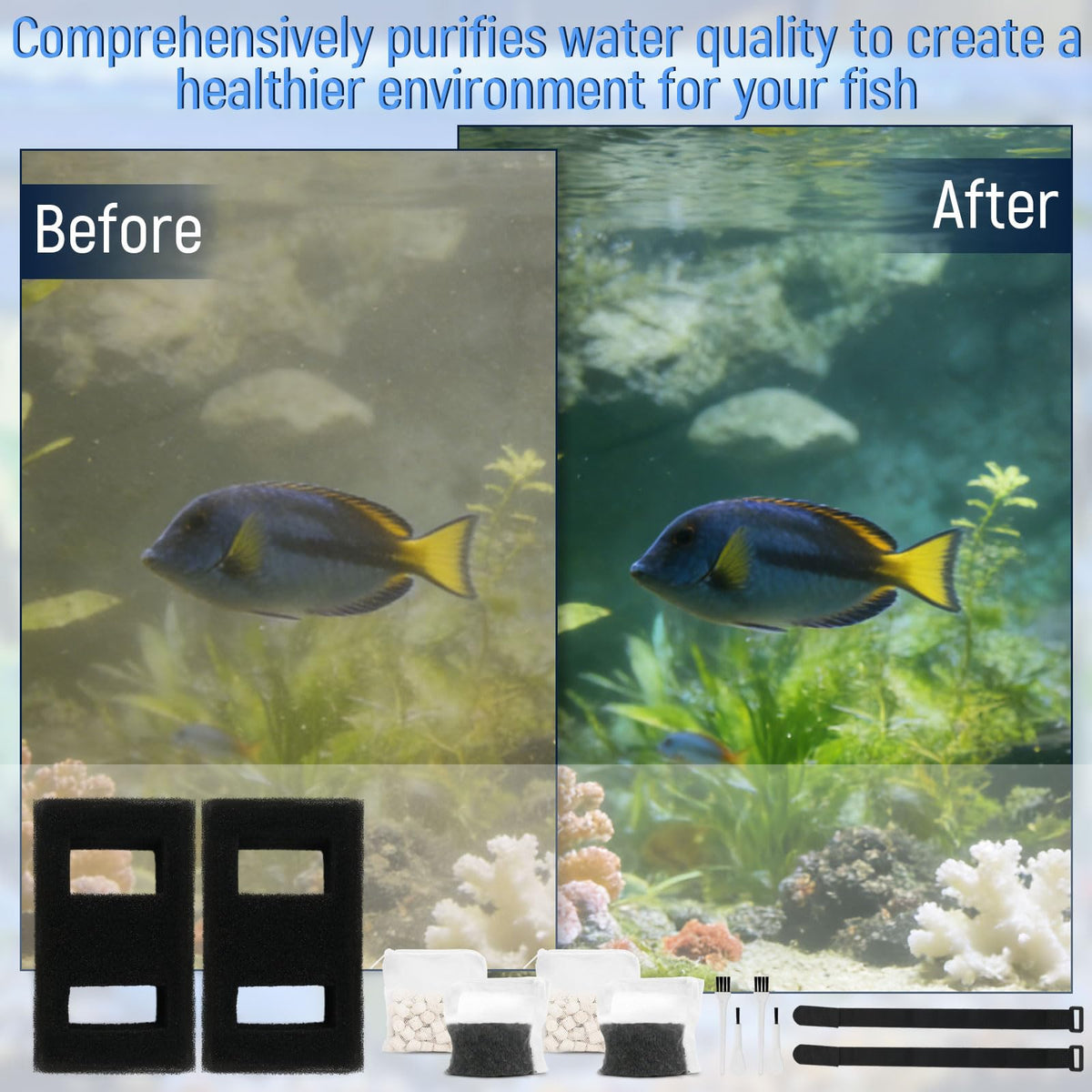 A1376 Aquarium Filter Media Kit for Most Standard Aquariums - SHAHN Official Imagery - 6