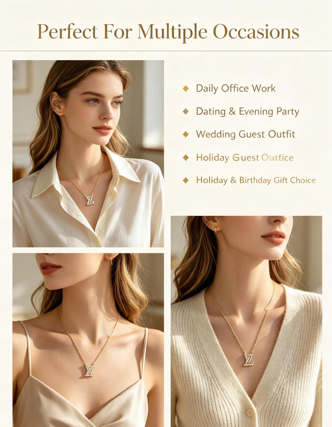 Iconic Necklace with Crystal Monogram Pendant - HILACE Official Imagery - 6