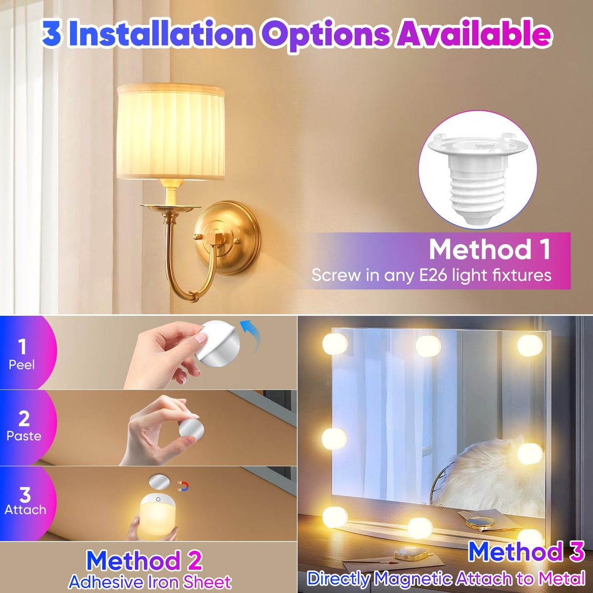 Rechargeable Battery Operated Light Bulb Set with 3 in 1 - Yochoice Official Imagery - 6