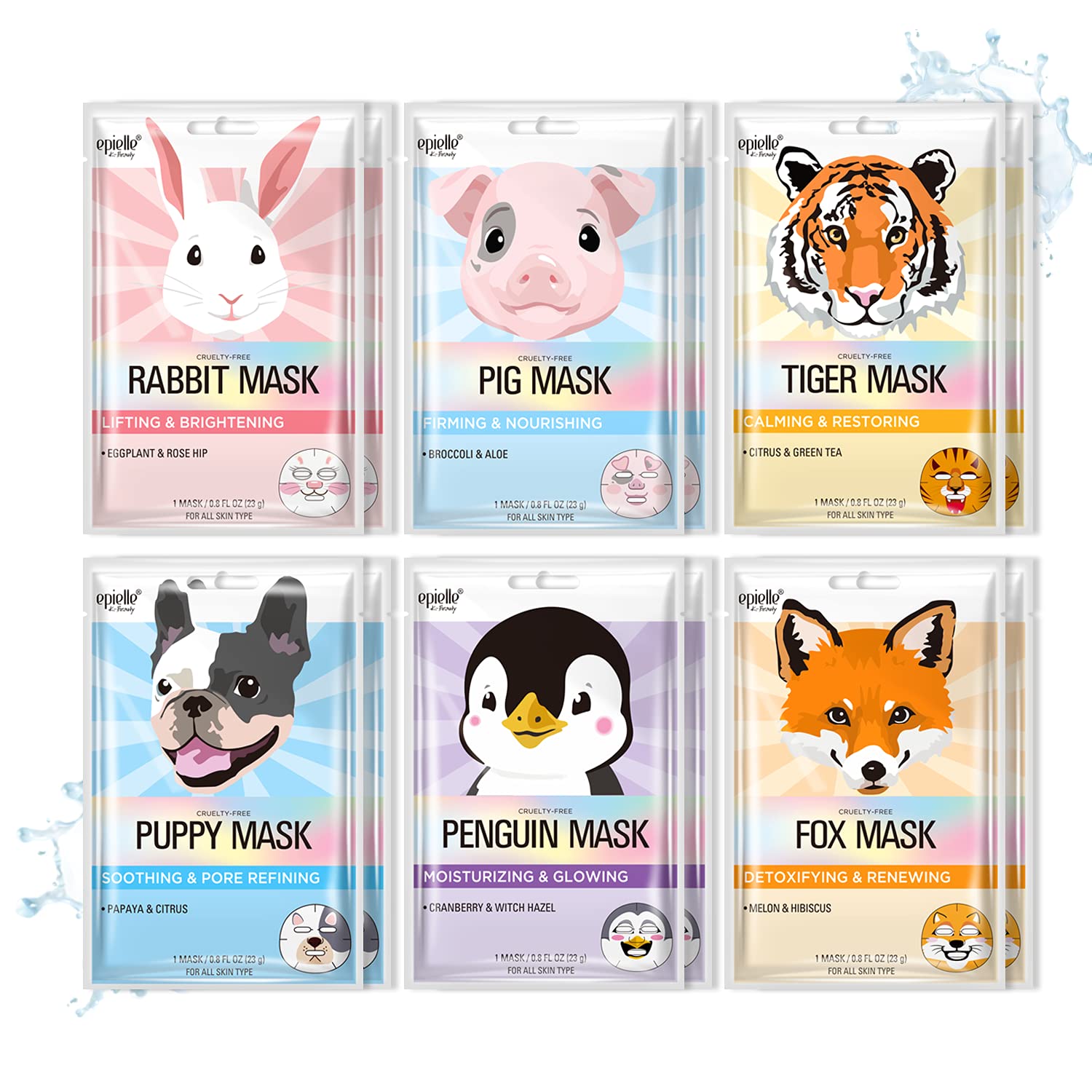 Epielle Character Face Mask Mystical Safari 6 Pack, Fun &amp; - Epielle