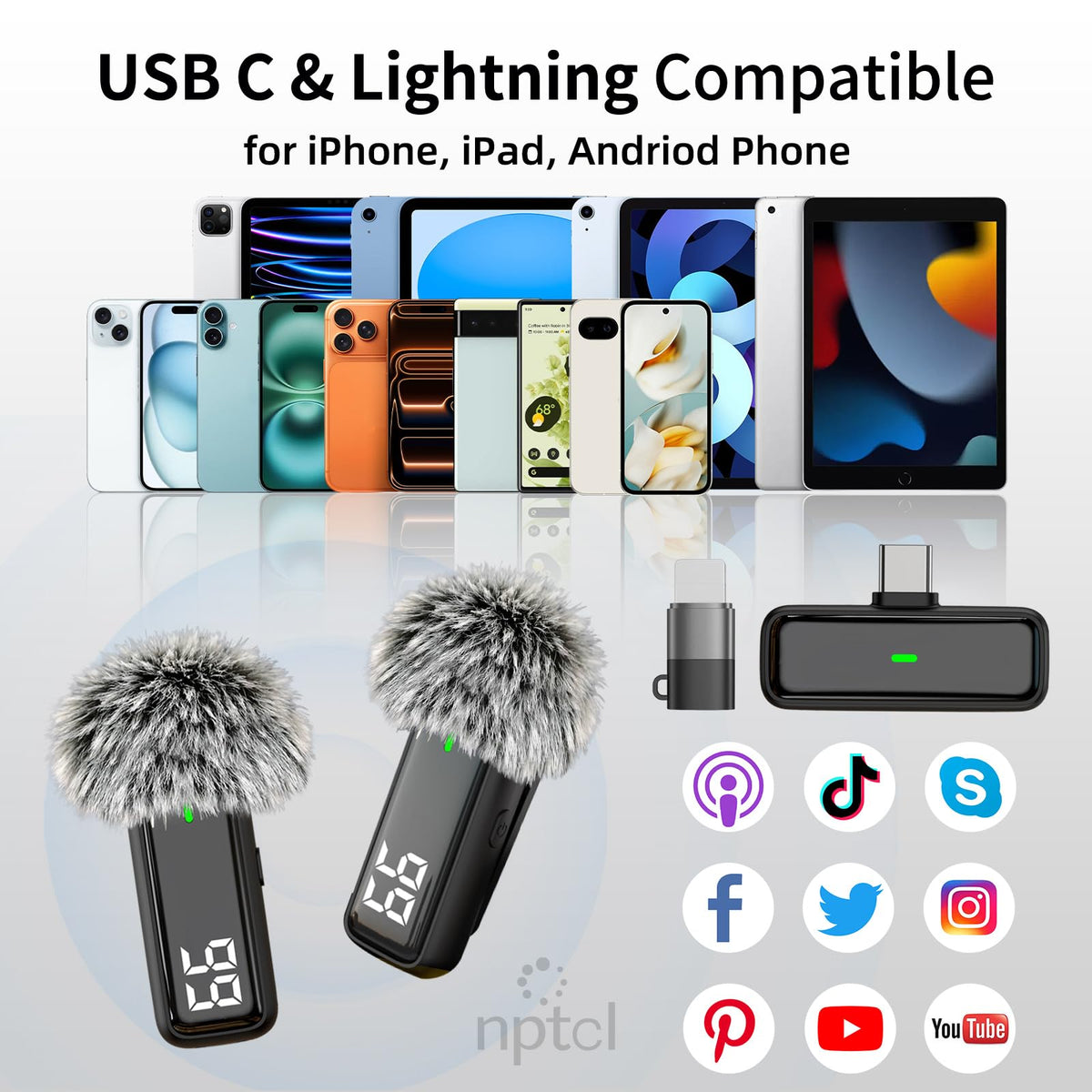 Wireless Lavalier Microphone for iPhone iPad Android Mini - NPTCL Official Imagery - 7