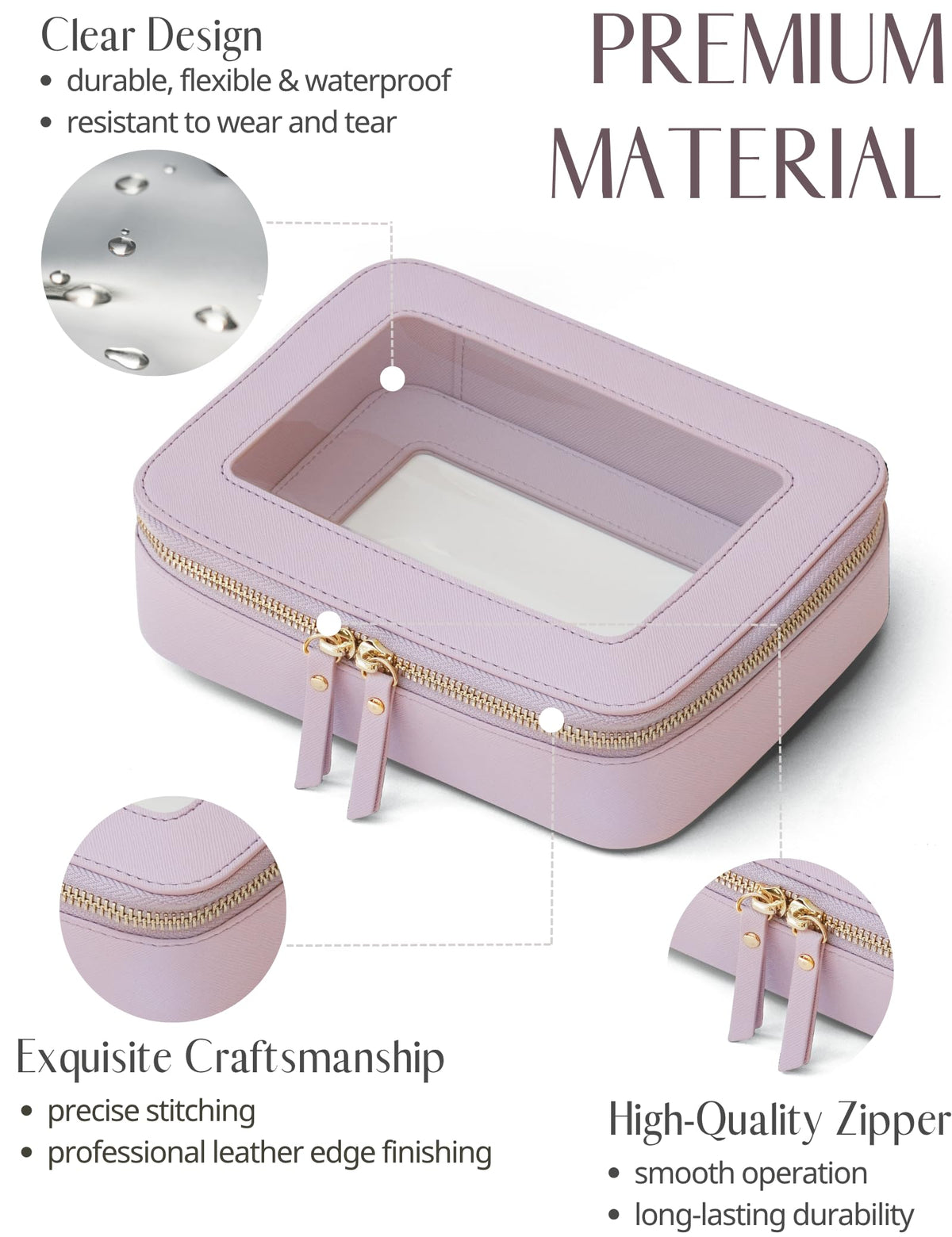 Clear Makeup Bag with Zipper Women Travel Toilrty Bag Purple - Popvibe Official Imagery - 5