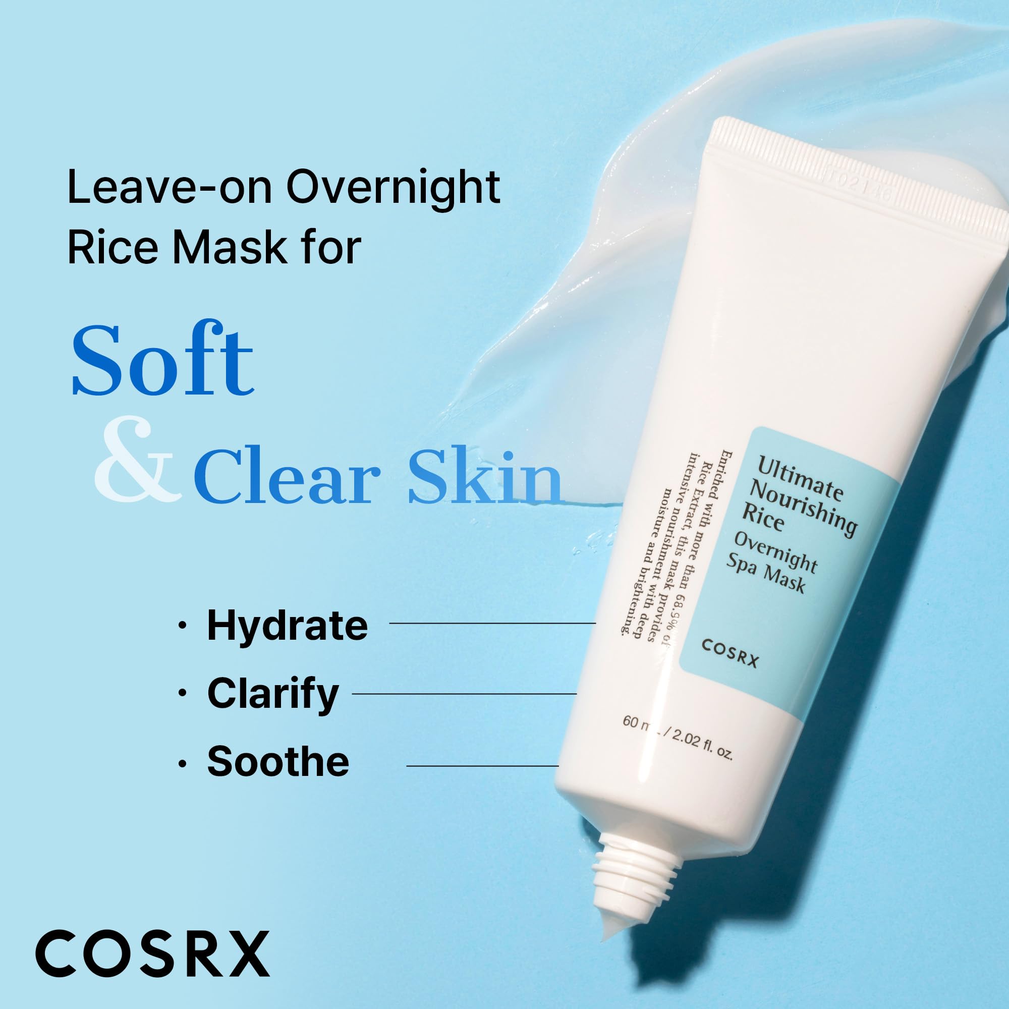 COSRX Ultimate Nourishing Rice Overnight Spa Mask, Niacinamide, - COSRX
