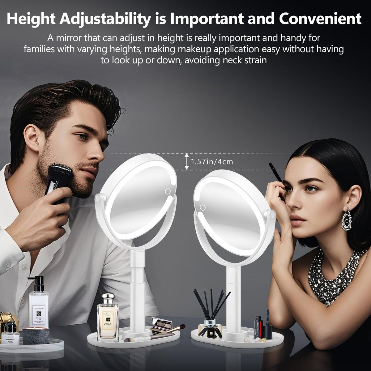 30X Magnifying Makeup Mirror with Lights Rechargeable Desk - MIYADIVA Official Imagery - 4