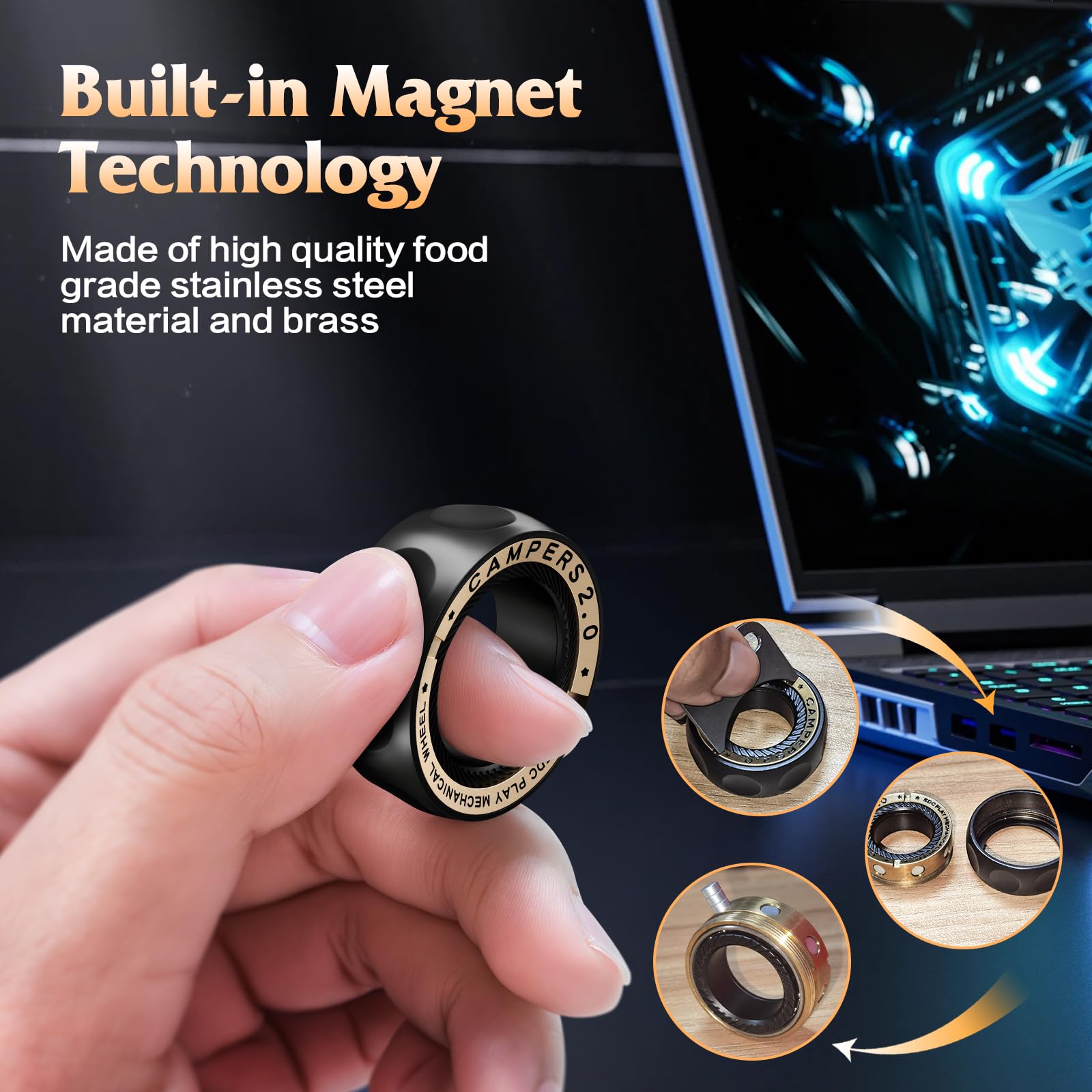 INNÔPLUS Magnetic Fidget Spinner Rings – Stress Relief EDC