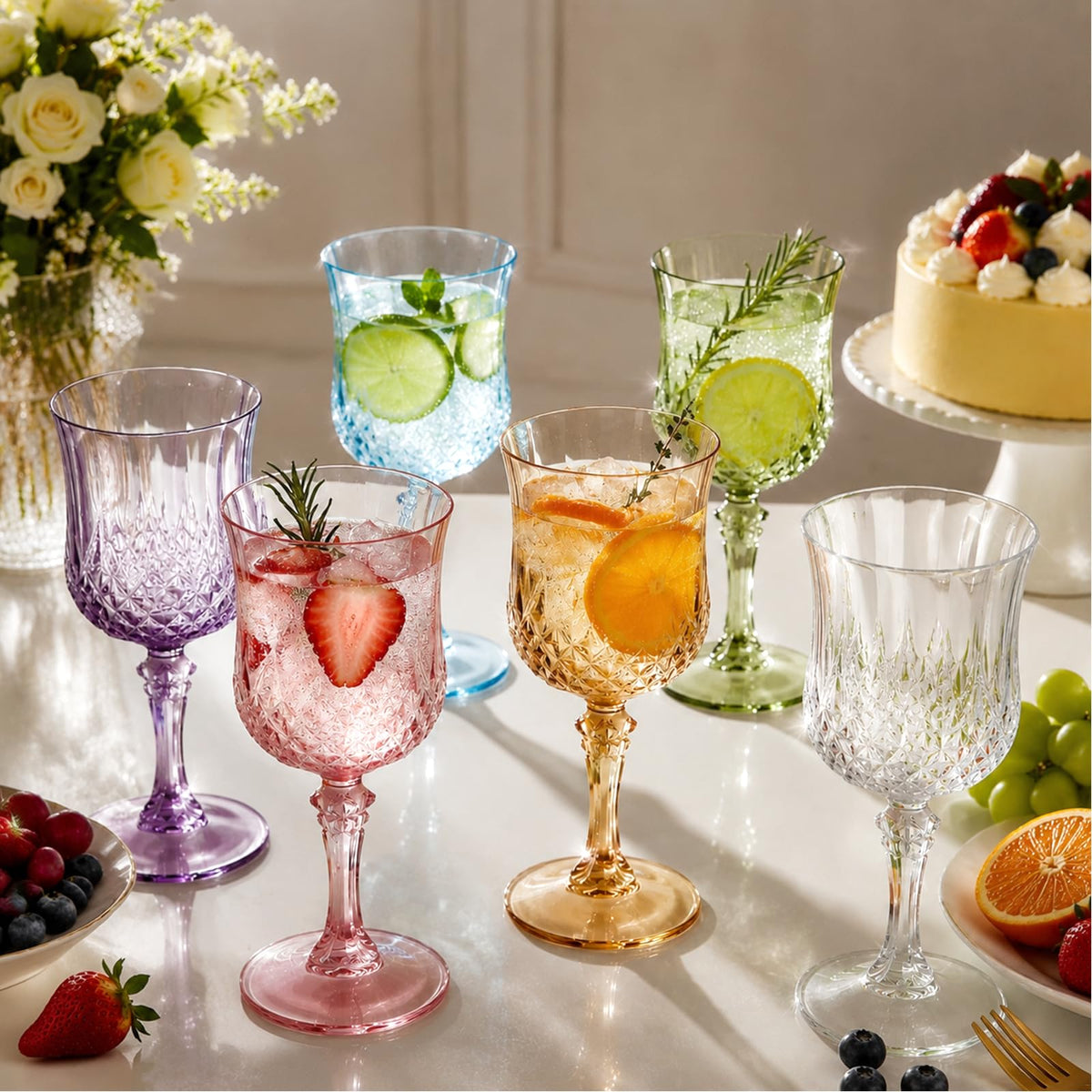 24Pcs Plastic Wine Glasses 7oz Plastic Goblets for Party - ARTGGLLR Official Imagery - 8