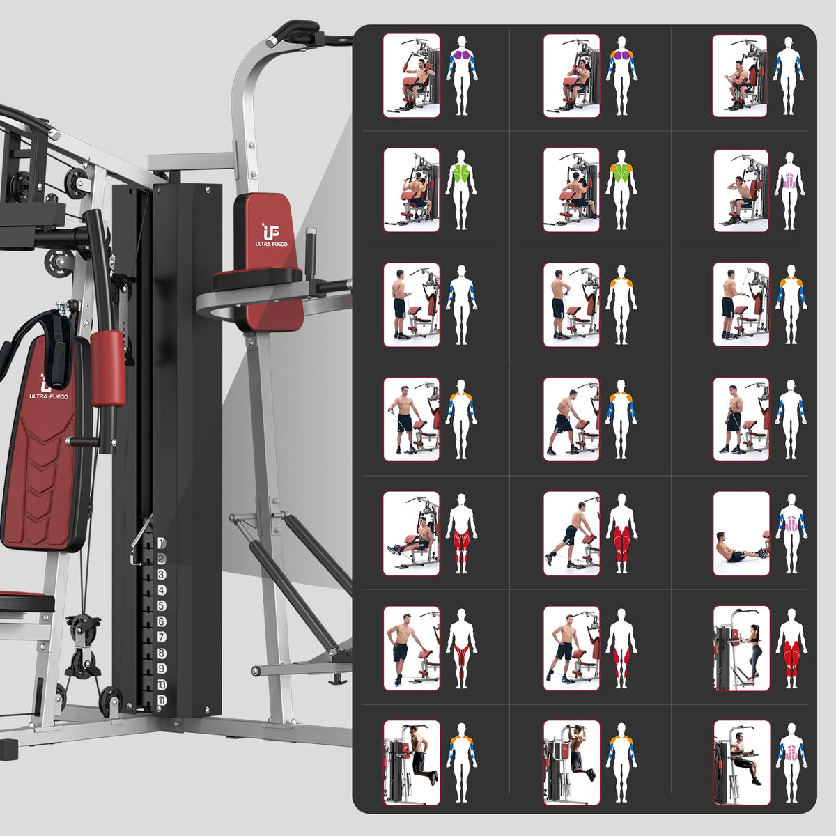 Multifunctional Home Gym Equipment Workout Station with - ULTRA FUEGO Official Imagery - 8