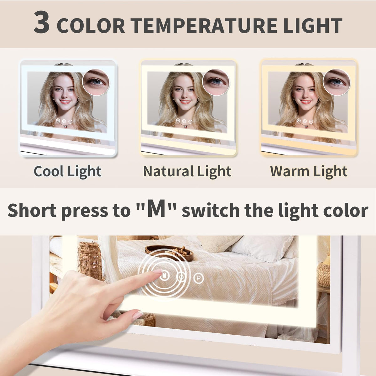 Vanity Mirror with Lights Lighted Makeup Mirror with Touch - SANYCASA Official Imagery - 4