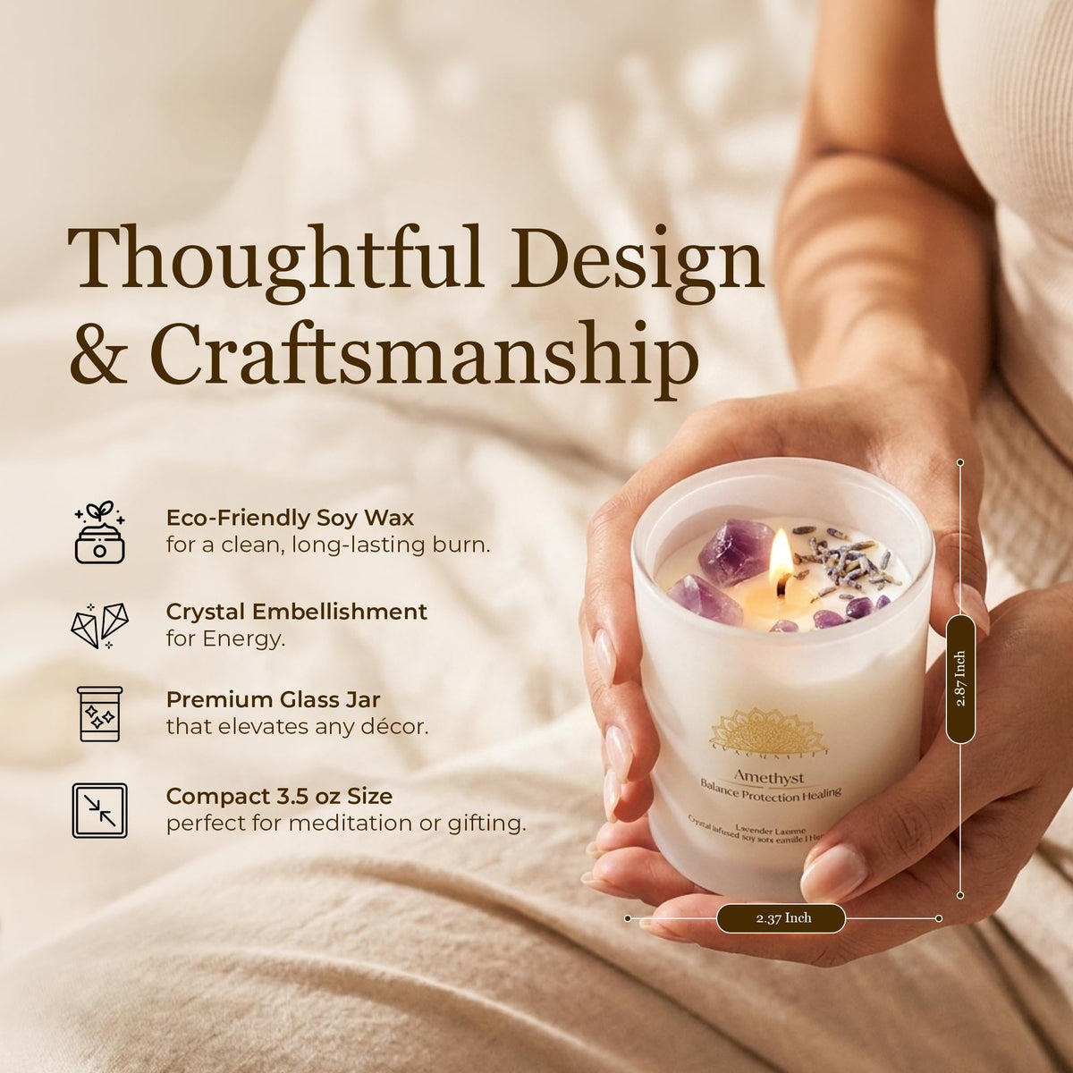 AvaConcept Healing Crystal Candle Gift Set Set of 3 Amethyst - ava concept Official Imagery - 3
