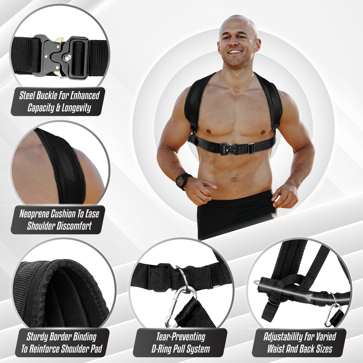 Yes4All Weighted Training Pull Sled with Vest Steel Buckle - Premium Selection Official Imagery - 4